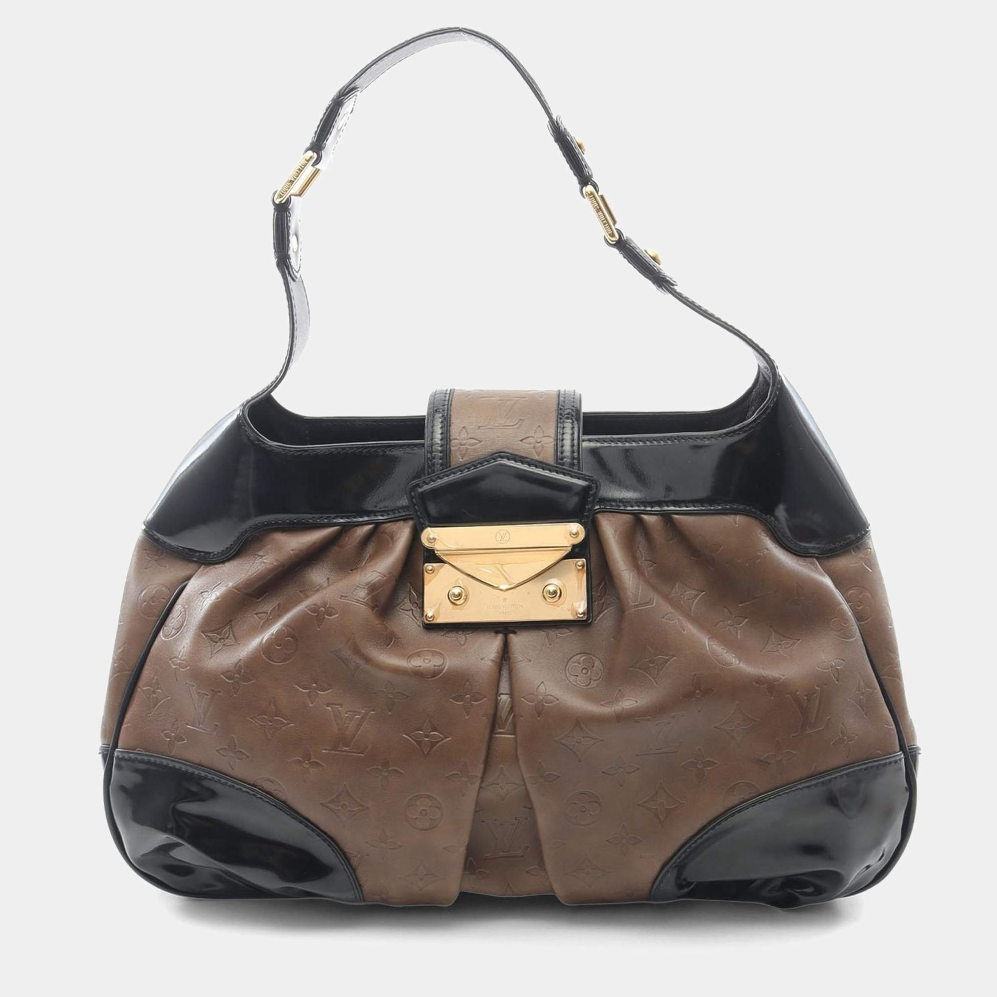 Pre Owned Louis Vuitton Polly Brown/Black Monogram Cuir Embossé Hobo Bag