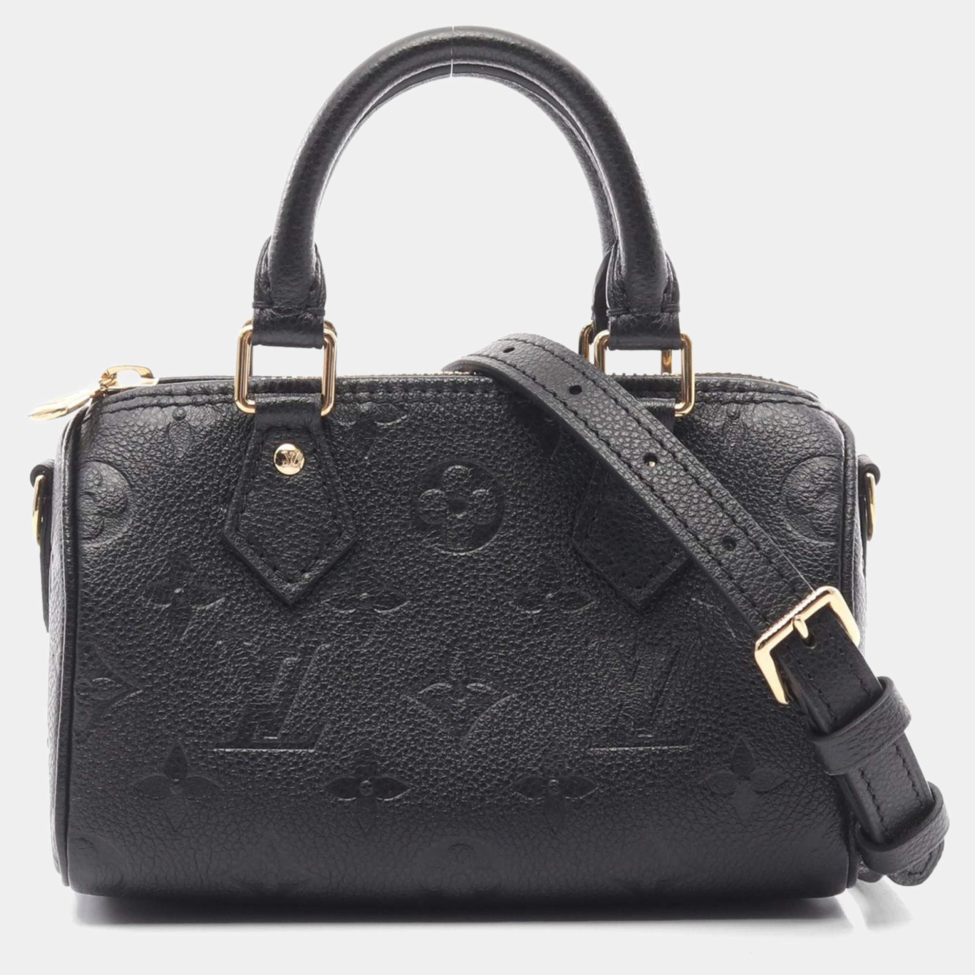 Pre Owned Louis Vuitton Speedy 20 Black Monogram Leather Satchel Bag
