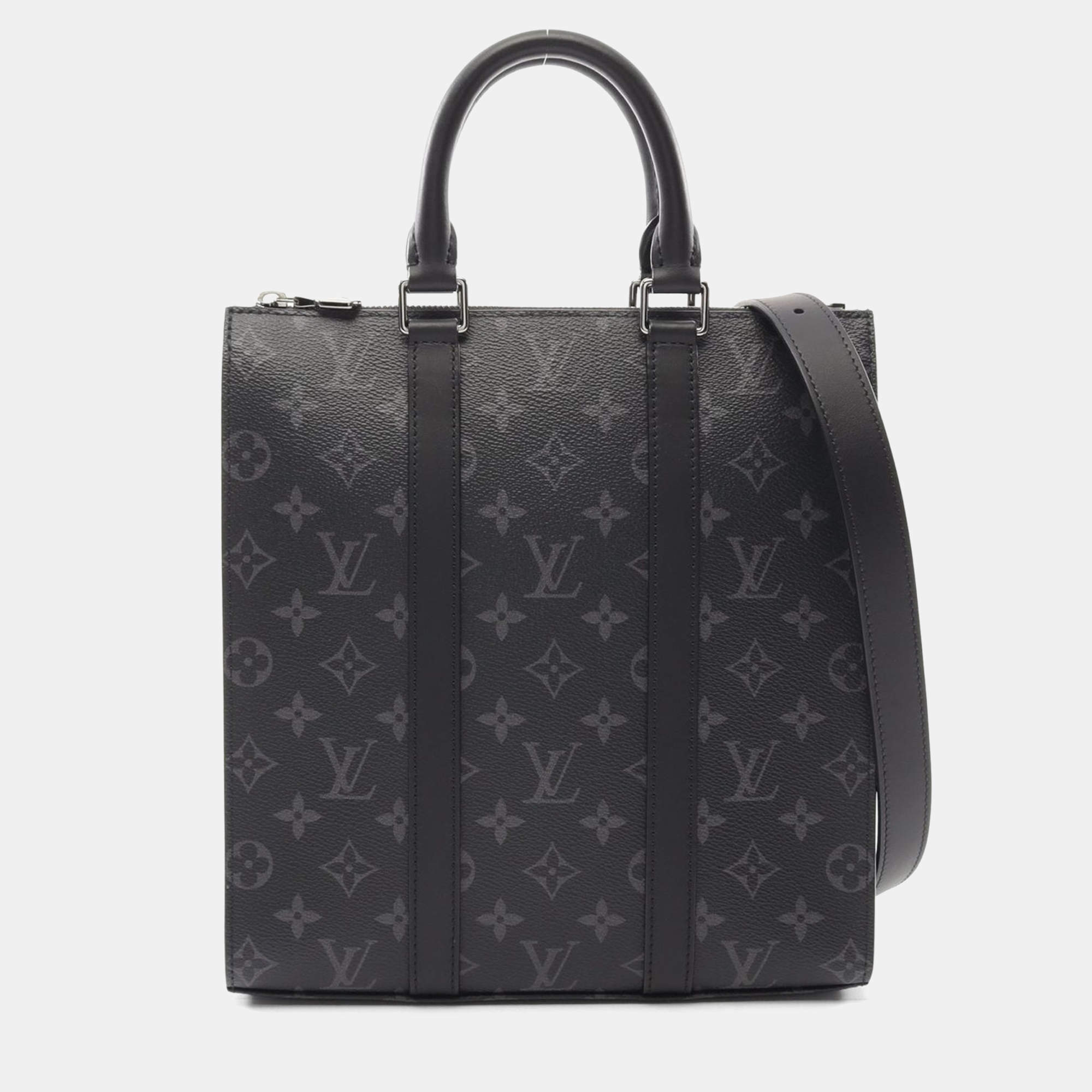 Pre Owned Louis Vuitton Sac Plat Black Coated Canvas Tote Bag