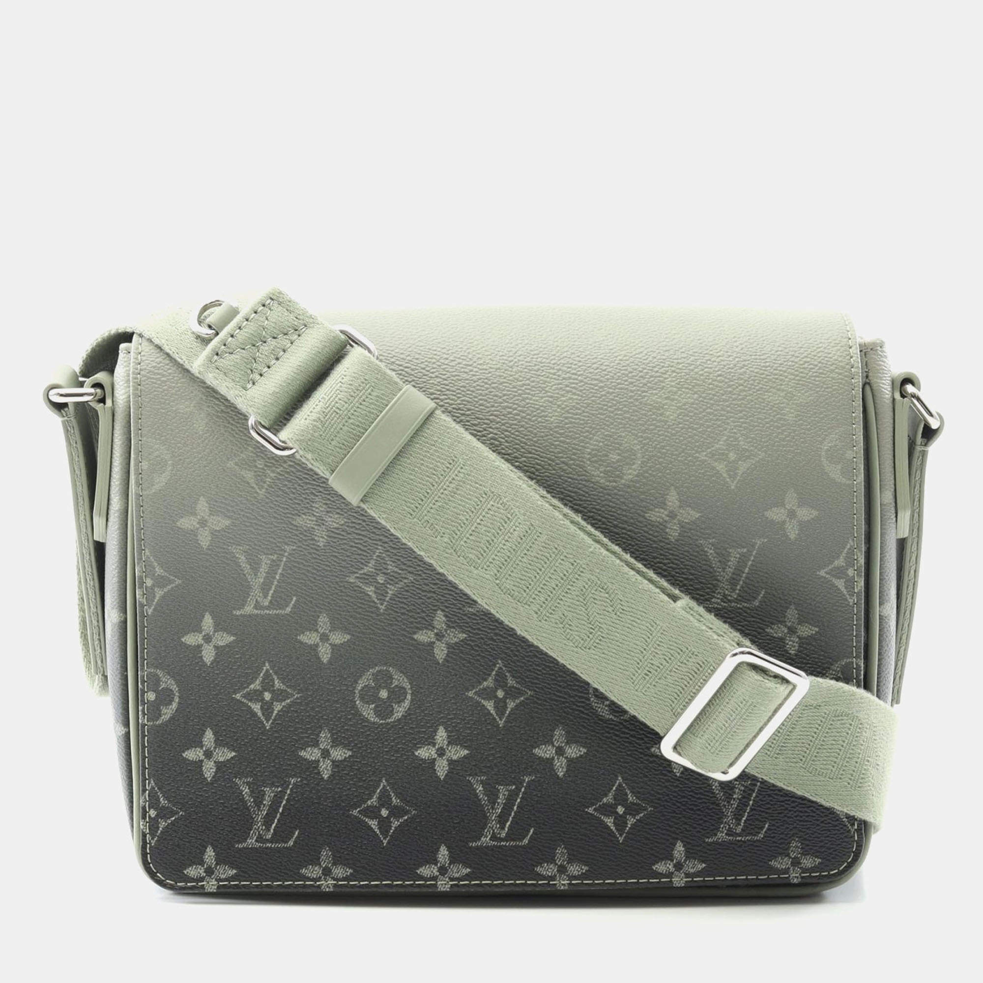 Pre Owned Louis Vuitton District PM Khaki Coated Canvas and Leather Shoulder Bag