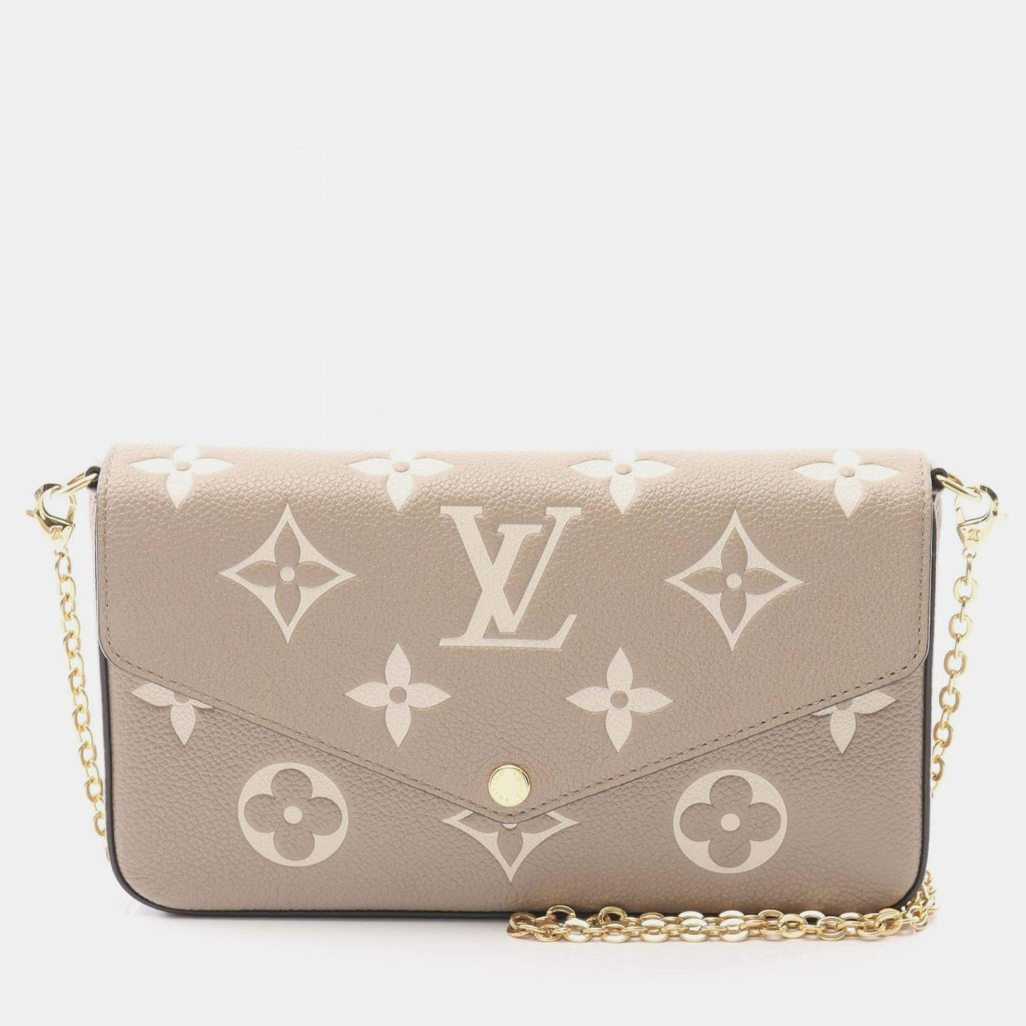 Pre Owned Louis Vuitton OnTheGo East West Beige Monogram Empreinte Leather Shoulder Bag