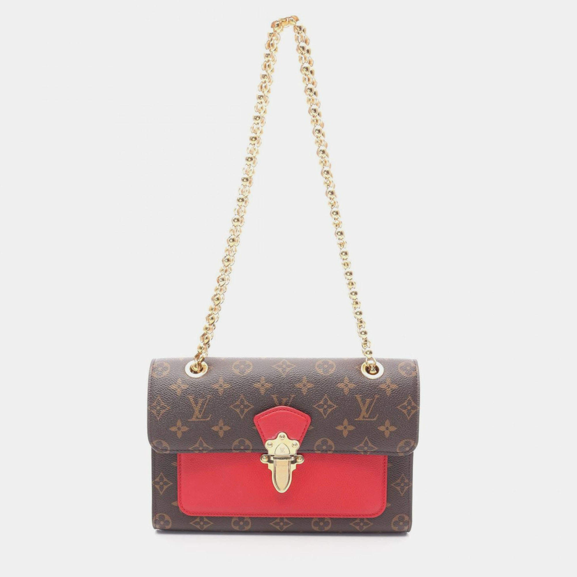 Pre Owned Louis Vuitton  Victoire Brown Monogram Canvas Leather Shoulder Bags