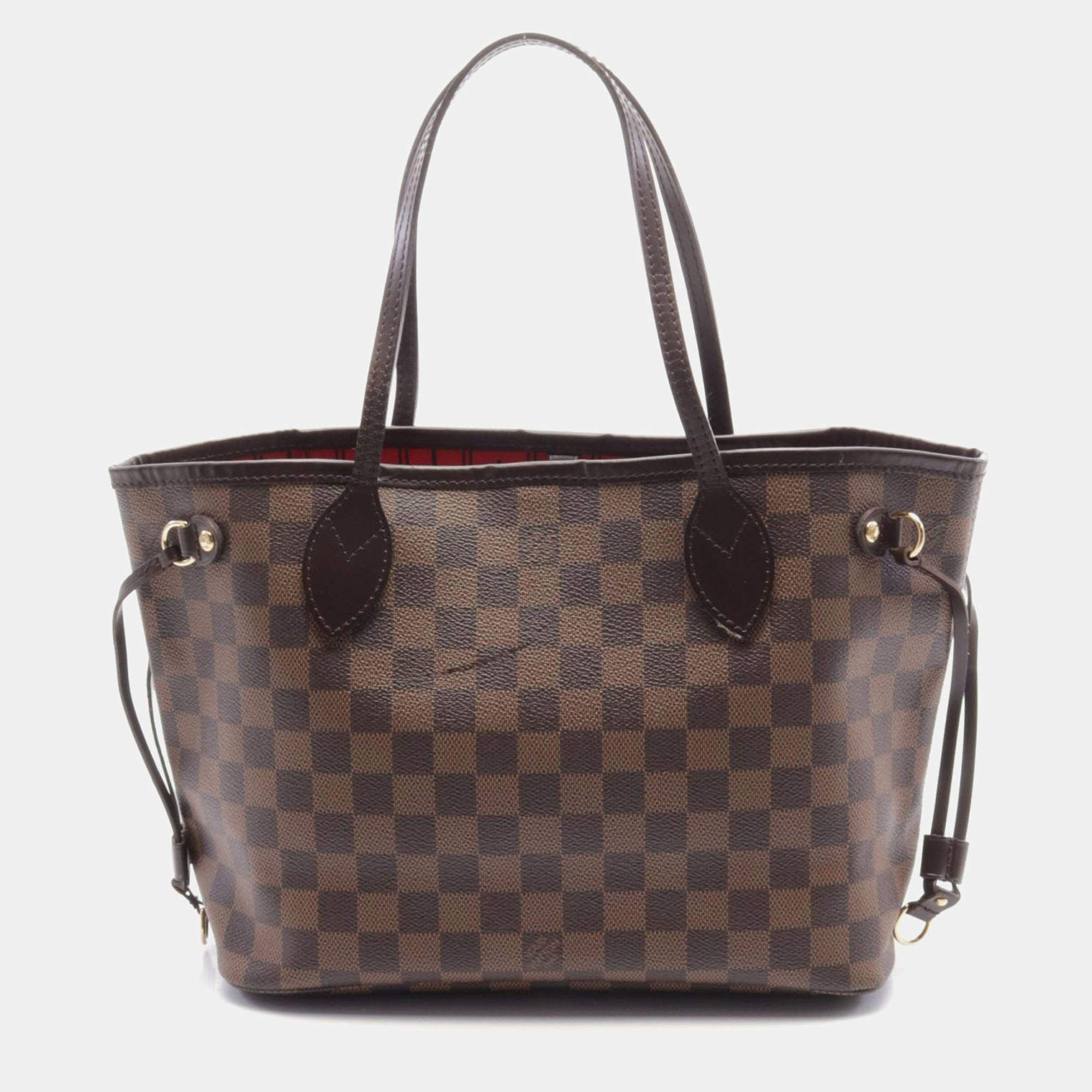 Pre Owned Louis Vuitton Neverfull MM Brown Damier Ebene Canvas Tote Bag