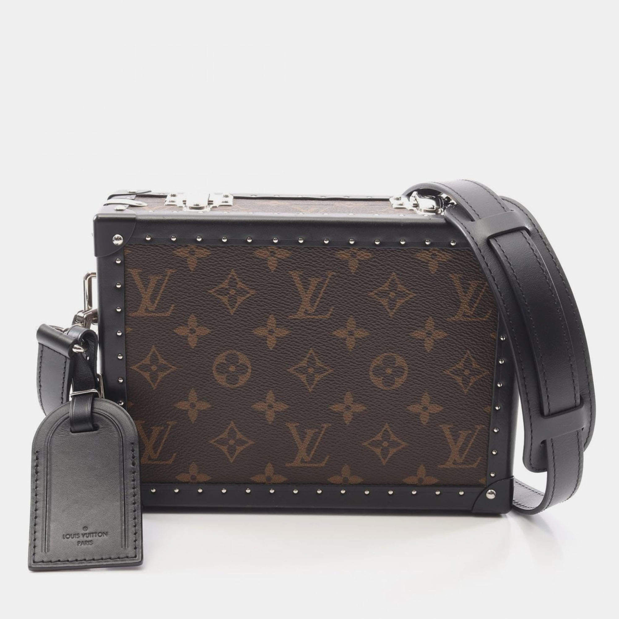 Pre Owned Louis Vuitton Box Brown Monogram Macassar Canvas Clutch Bag
