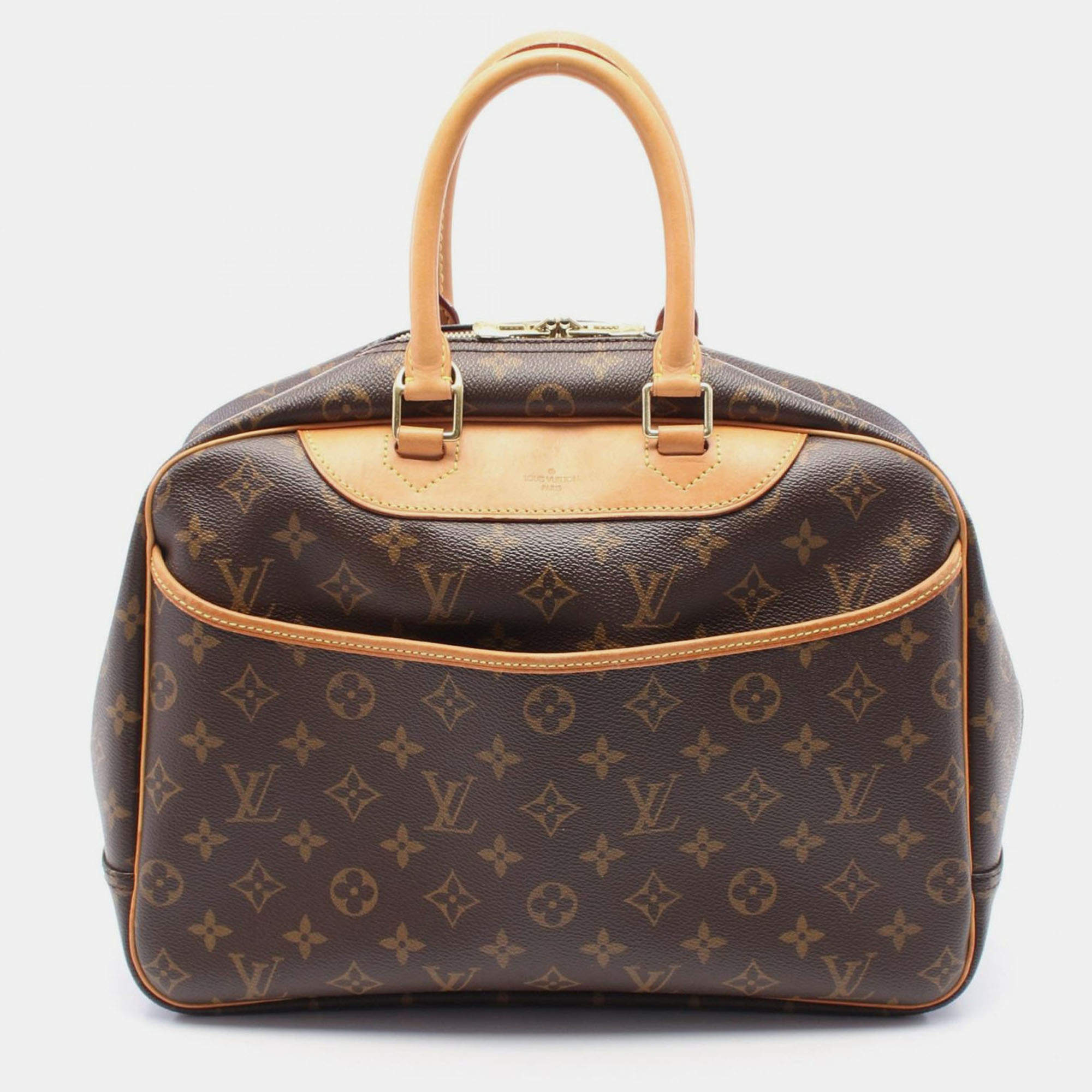 Pre Owned Louis Vuitton Deauville Brown Monogram Canvas Satchel Bag