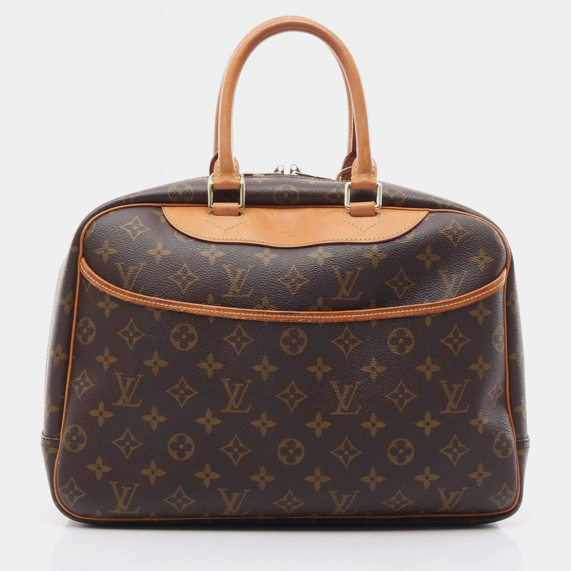 Pre Owned Louis Vuitton Deauville Brown Monogram Canvas Satchel Bag