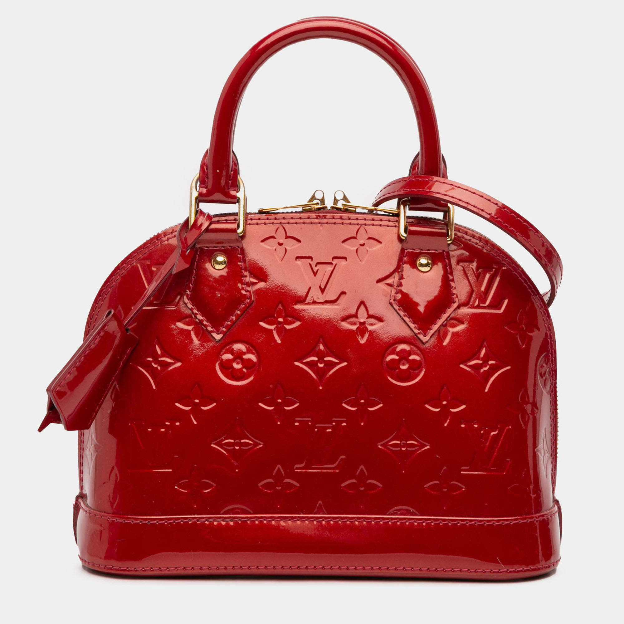 Pre Owned Louis Vuitton Red Monogram Vernis Alma BB