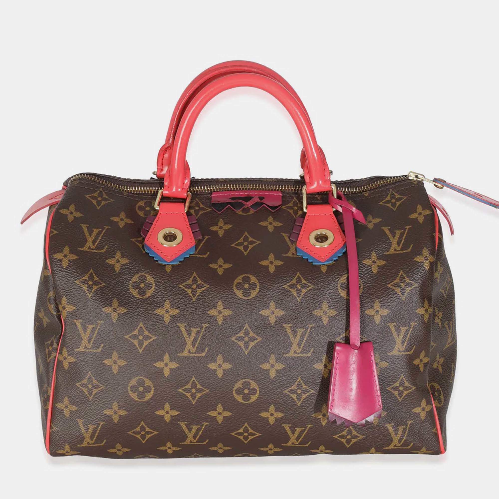 Pre Owned Louis Vuitton Flamingo Monogram Canvas Totem Speedy 30