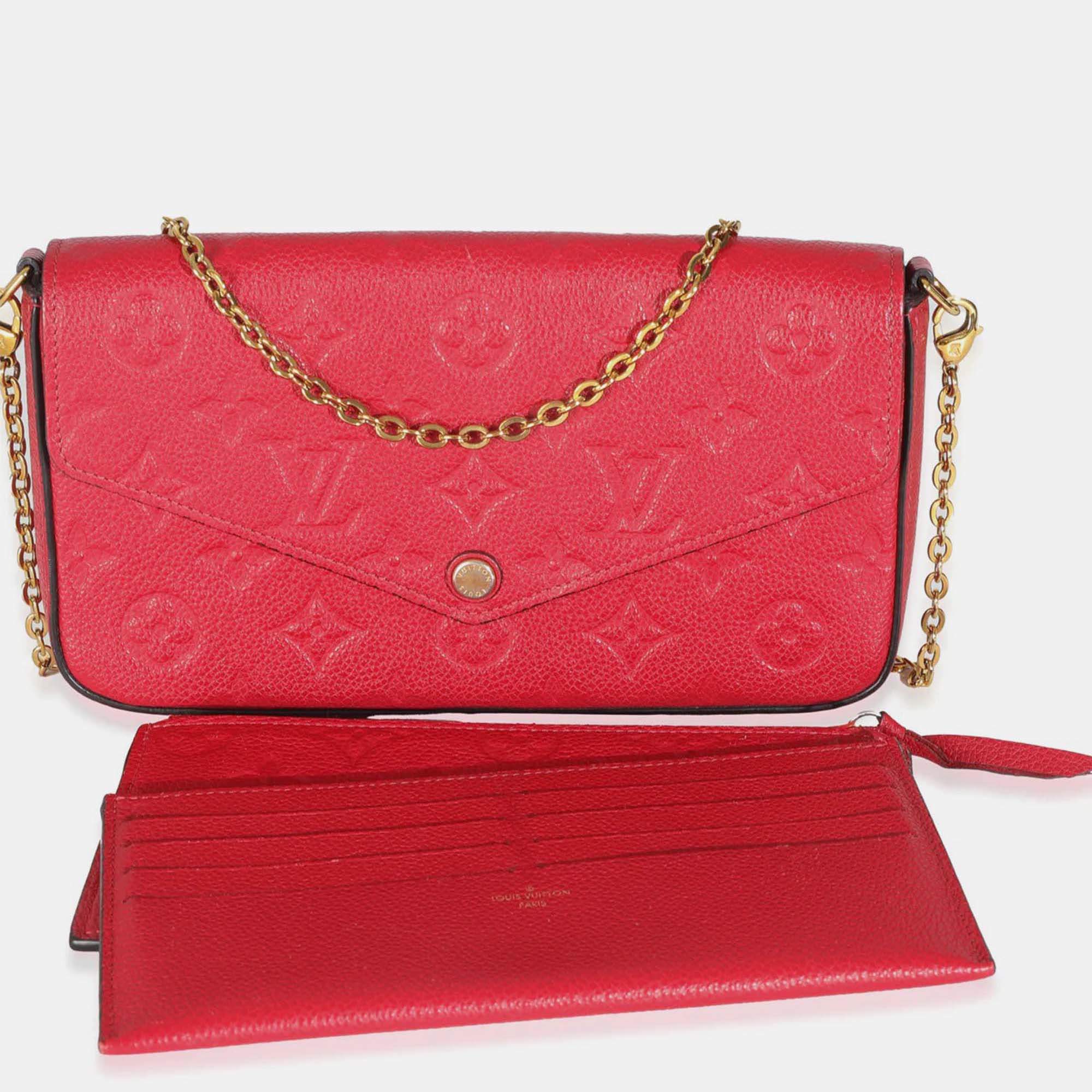 Pre Owned Louis Vuitton Scarlet Monogram Empreinte Felicie Pochette