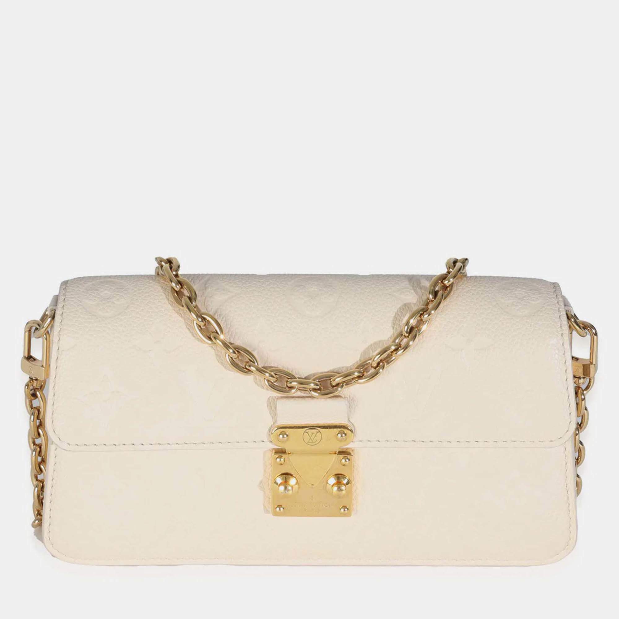 Pre Owned Louis Vuitton Monogram Empreinte Cream Wallet On Chain Metis