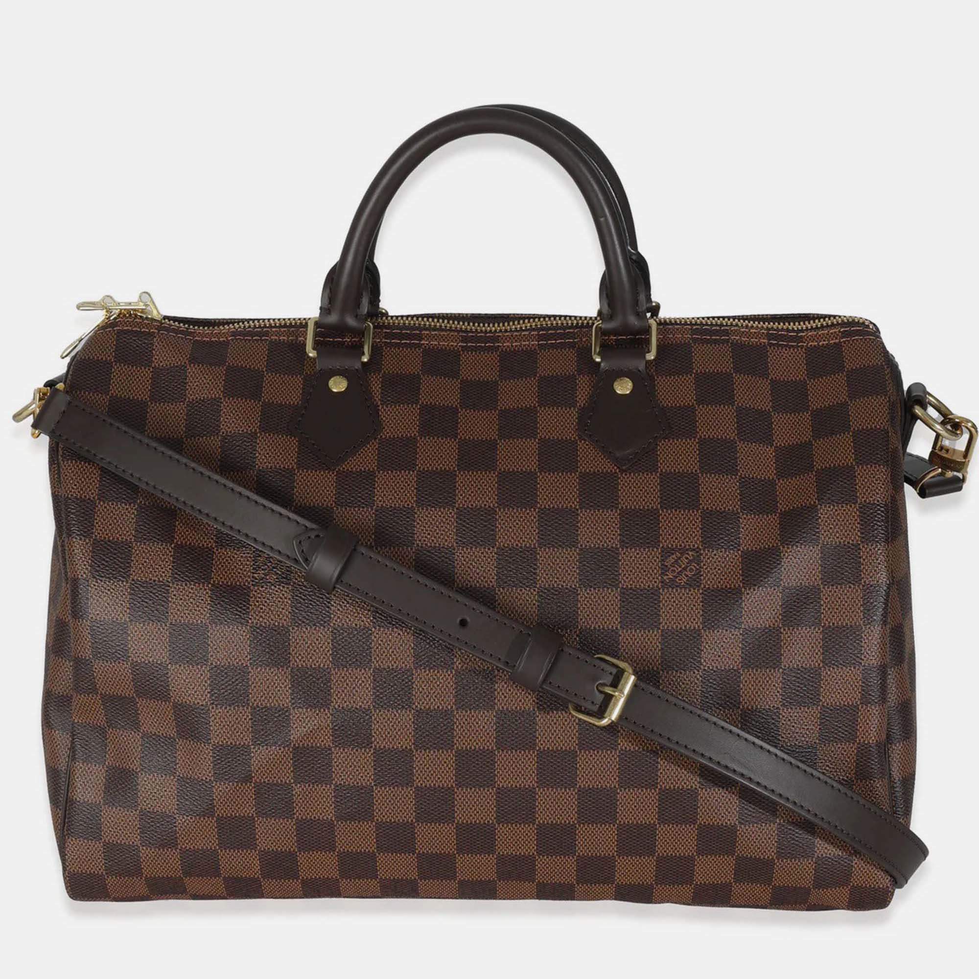 Pre Owned Louis Vuitton Damier Ebene Canvas Speedy Bandouliere 35