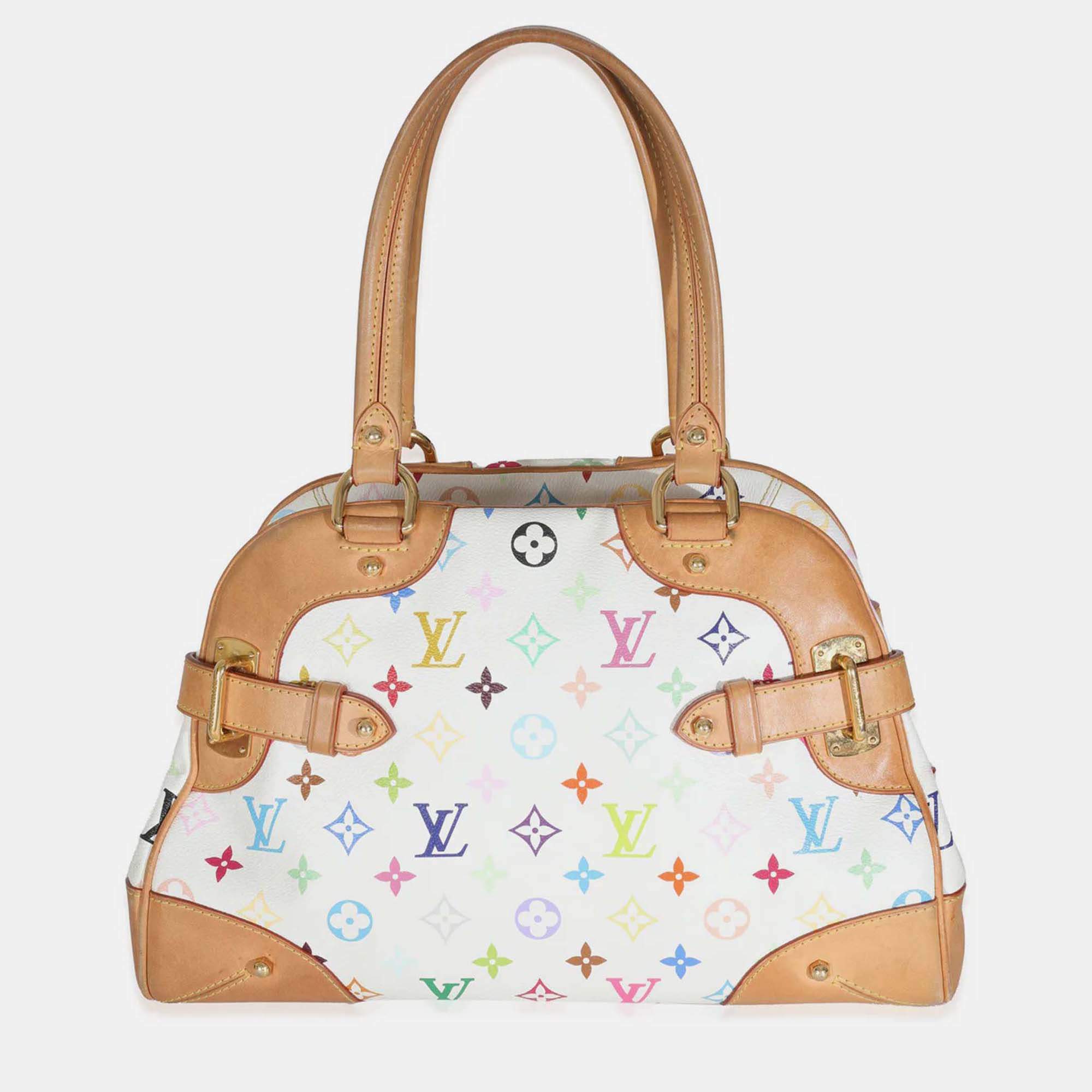 Pre Owned Louis Vuitton White Monogram Multicolor Canvas Claudia