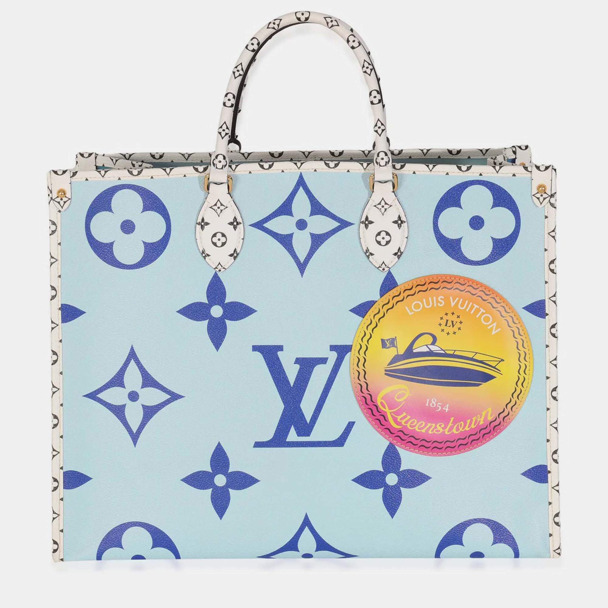 Pre Owned Louis Vuitton Blue Monogram Giant Canvas Queenstown Onthego GM