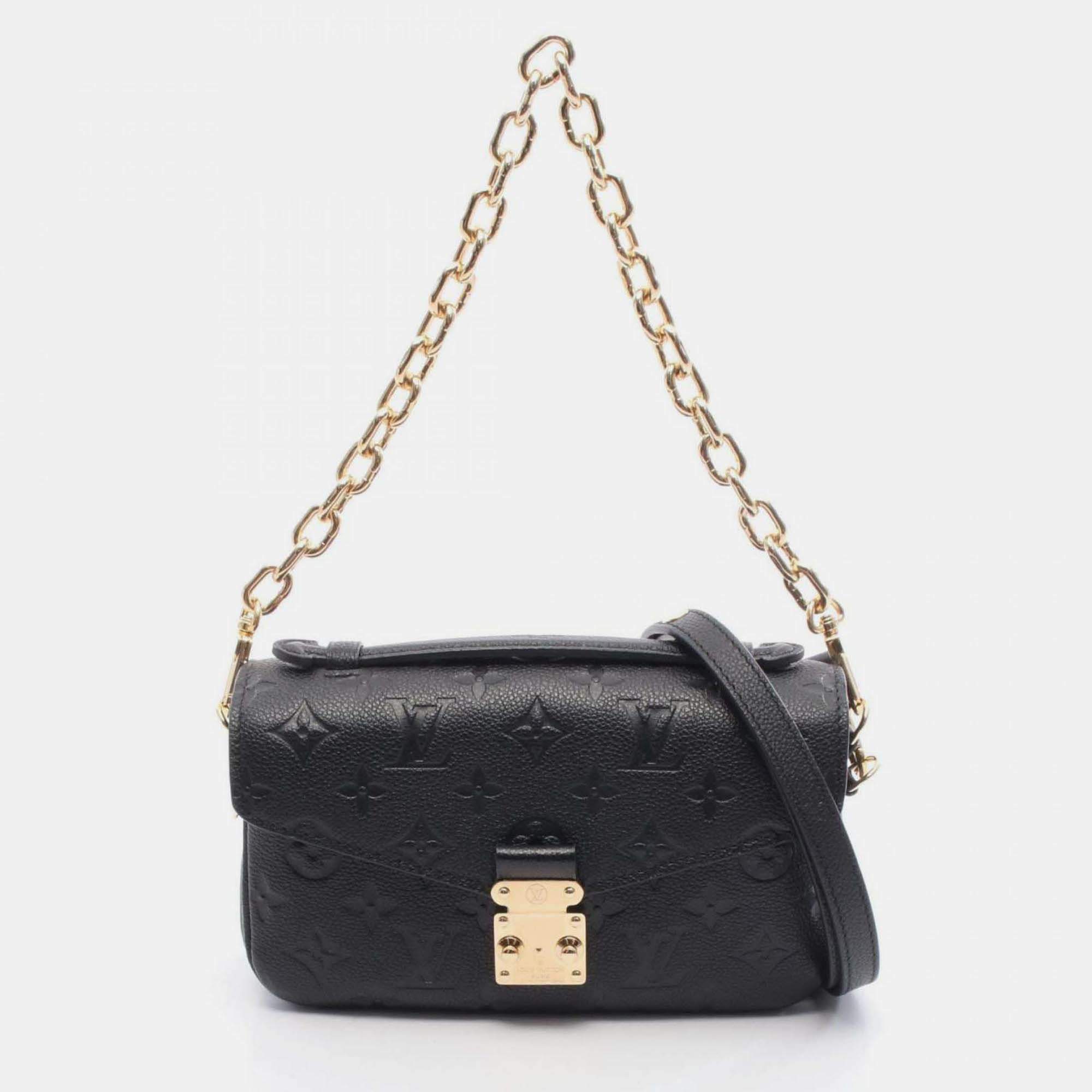 Pre Owned Louis Vuitton Metis East West Pochette Handbag In Monogram Empreinte Leather Black