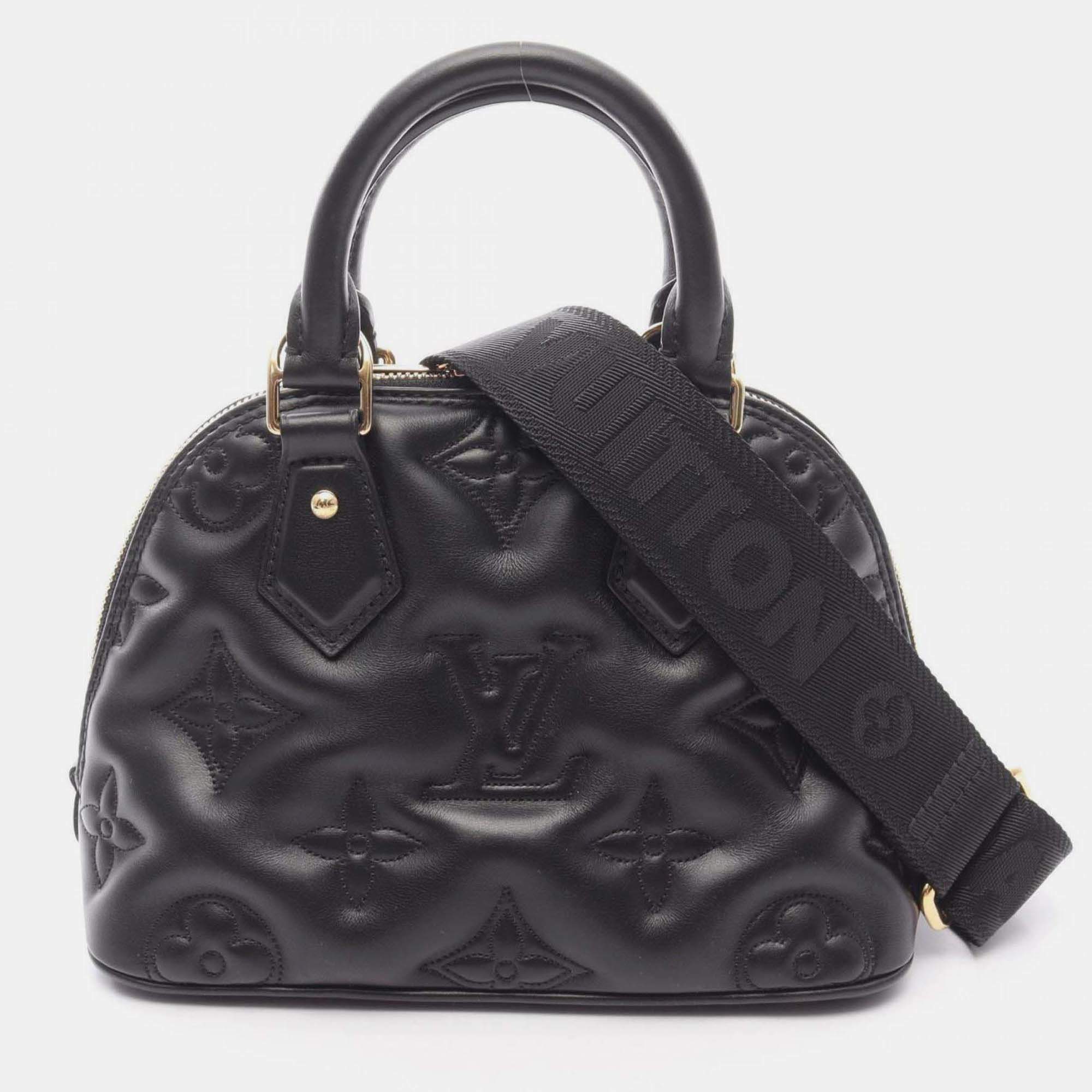 مملوكة مسبقًا Louis Vuitton Alma Soft Bb Bubble Gram Handbag Leather Black
