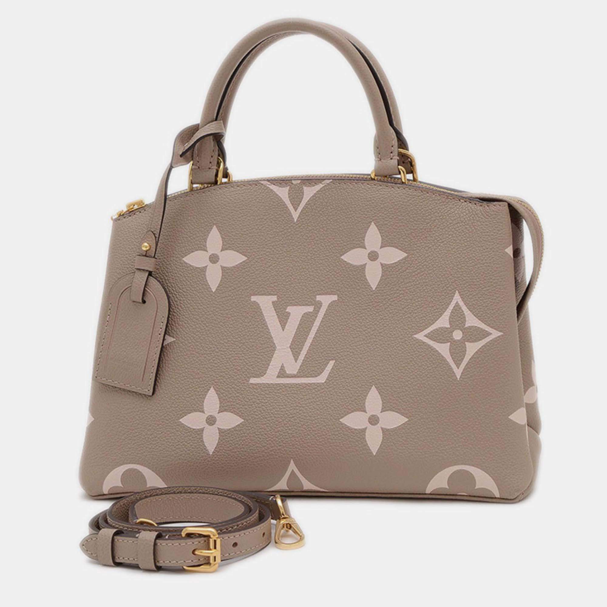 Pre Owned Louis Vuitton Monogram Empreinte Petit Palais Pm Shoulder Tourterelle Creme