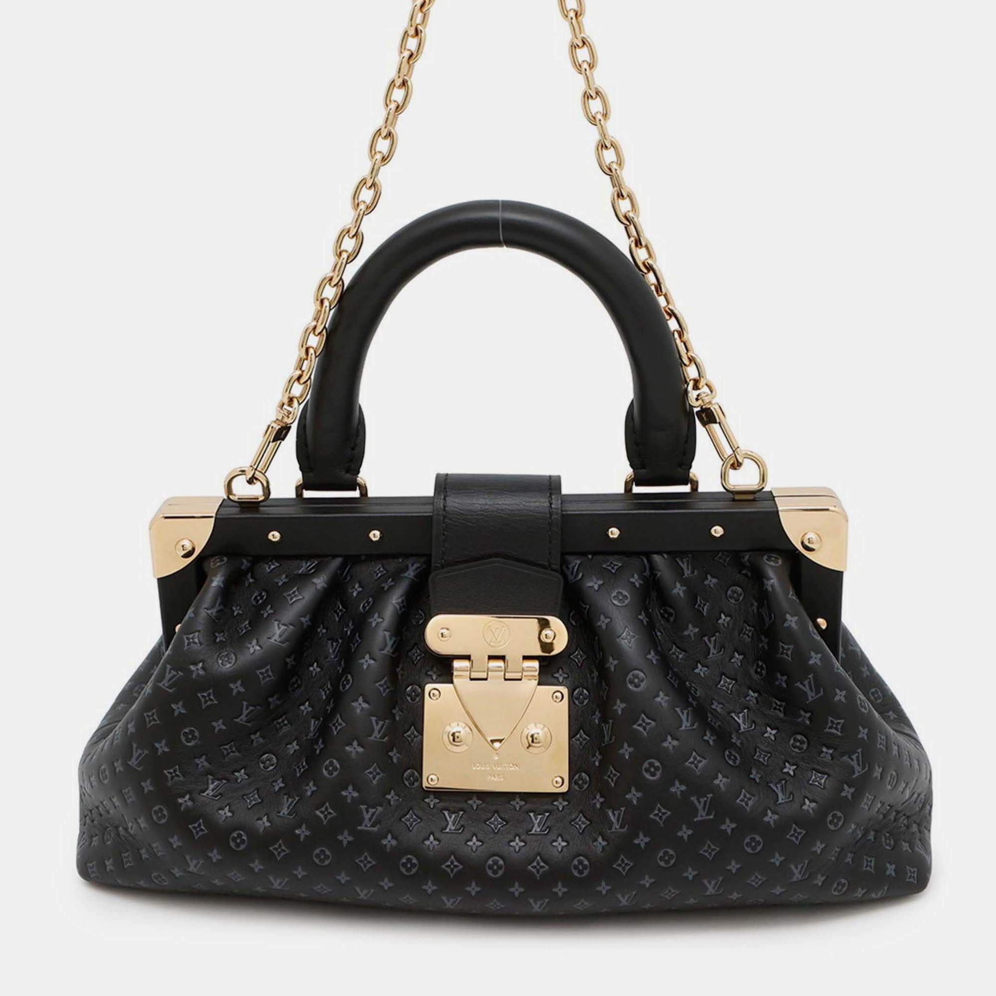 Pre Owned Louis Vuitton Nanogram Calf Leather Monogram Clutch Bag Black