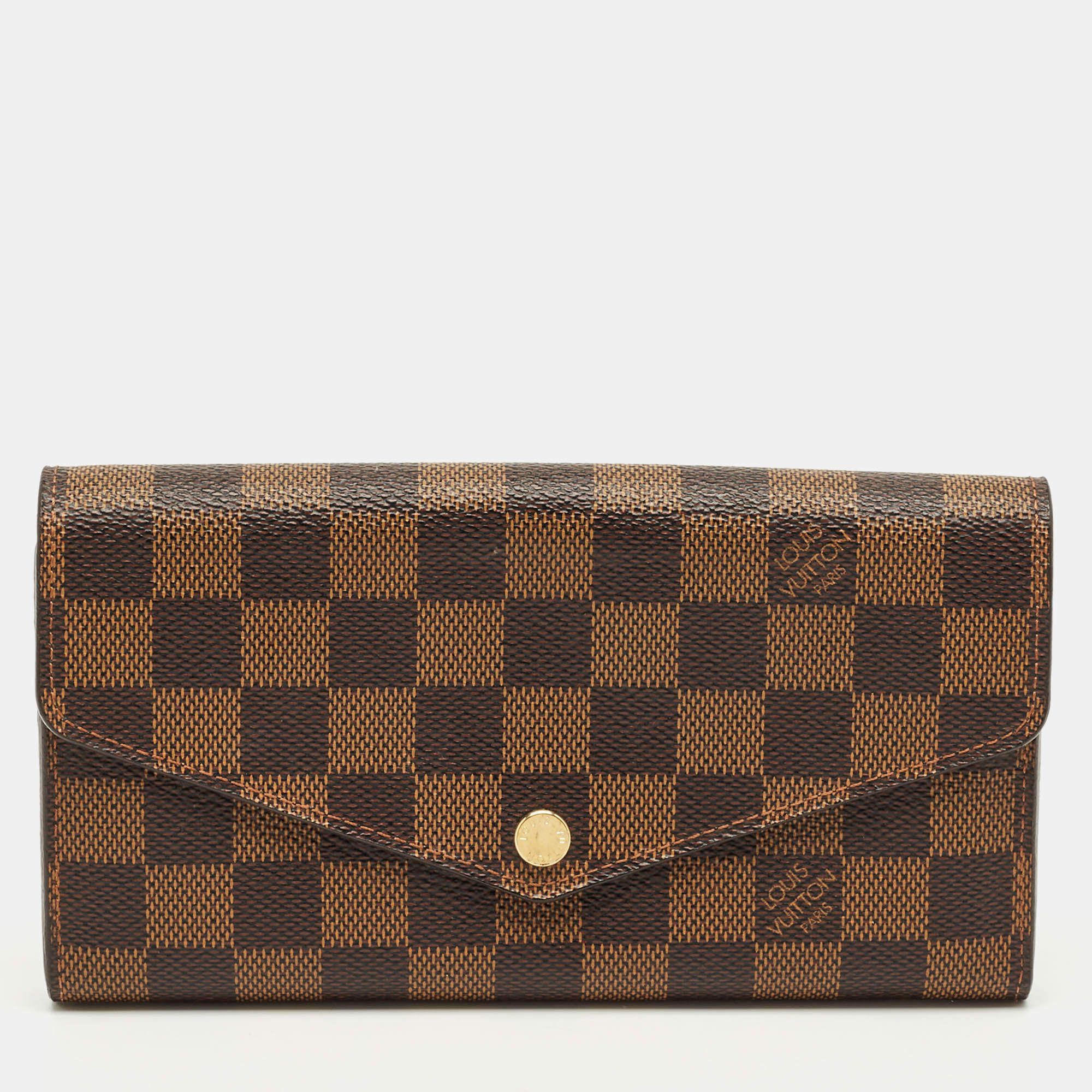 Pre Owned Louis Vuitton Damier Ebene Canvas Sarah Wallet