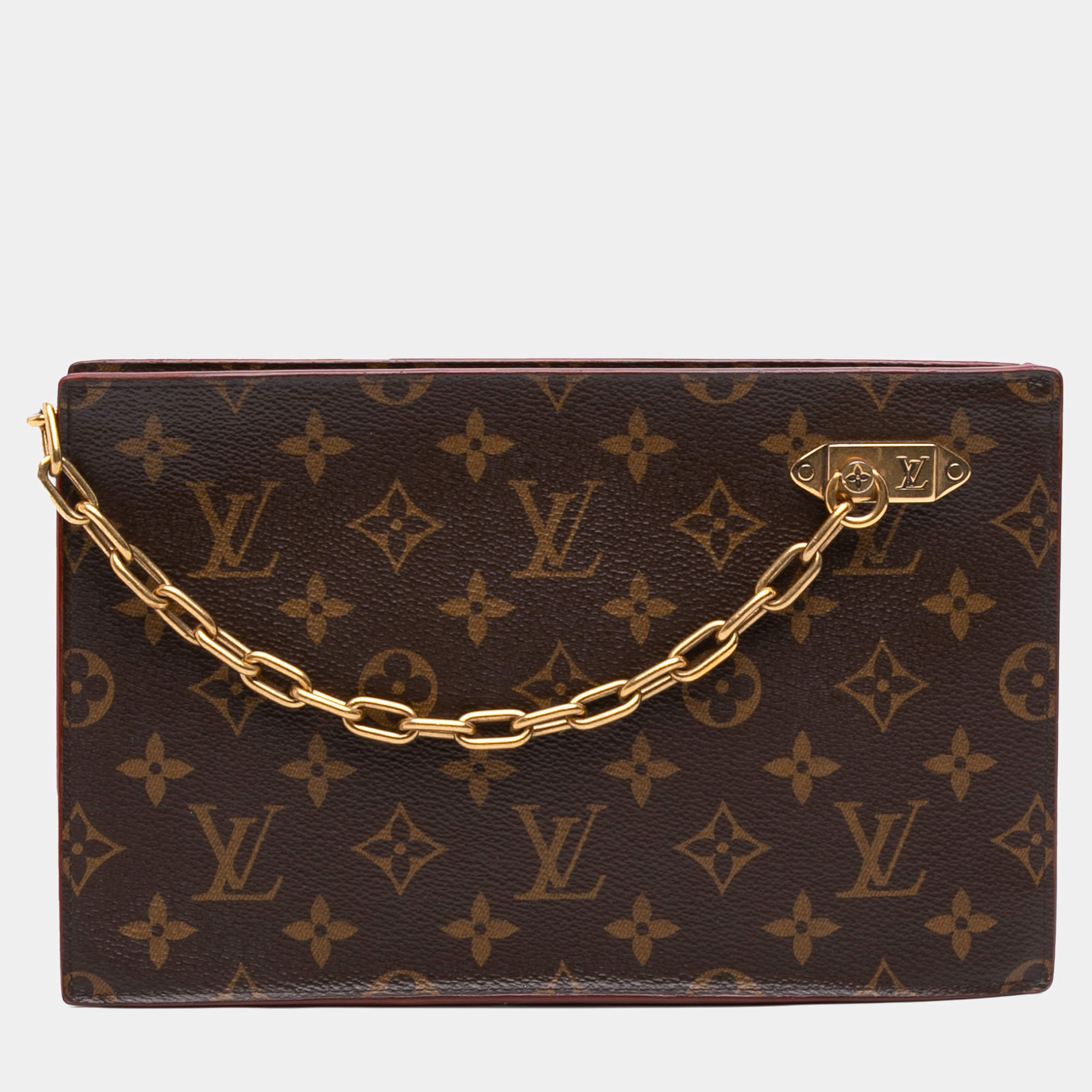 Pre Owned Louis Vuitton Brown Monogram Legacy Chain Clutch