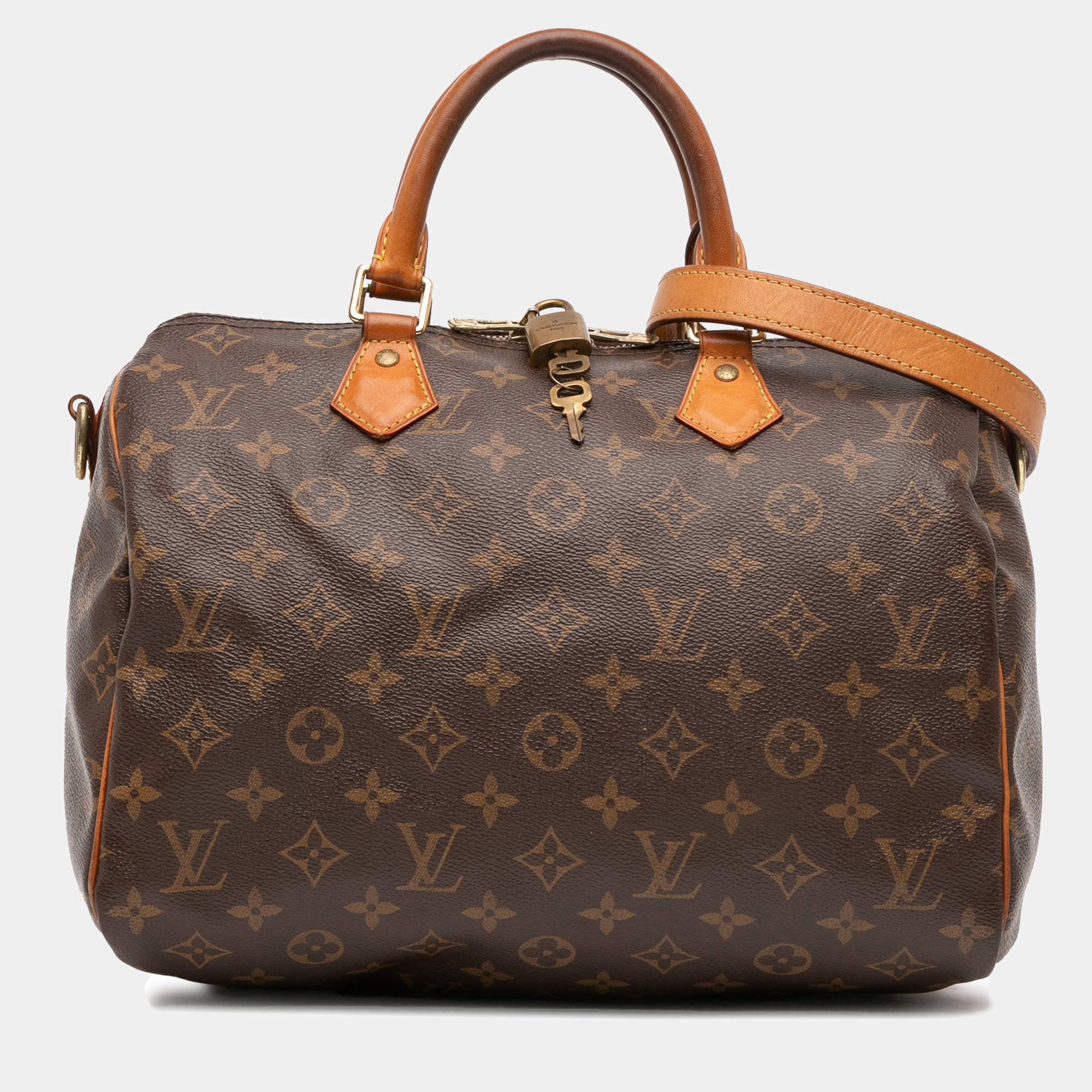 Pre Owned Louis Vuitton Brown Monogram Speedy Bandouliere 30