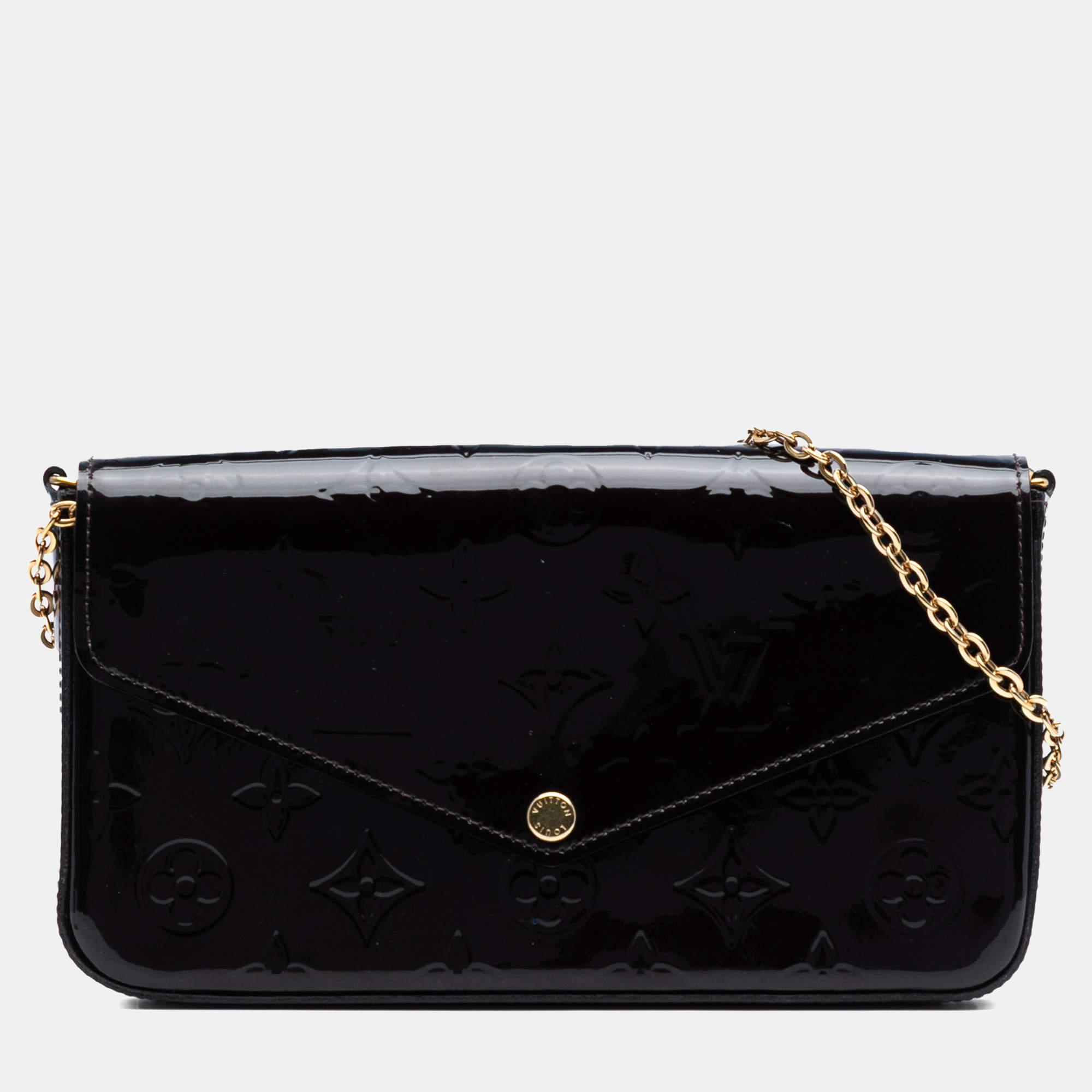 Pre Owned Louis Vuitton Black Monogram Vernis Pochette Felicie