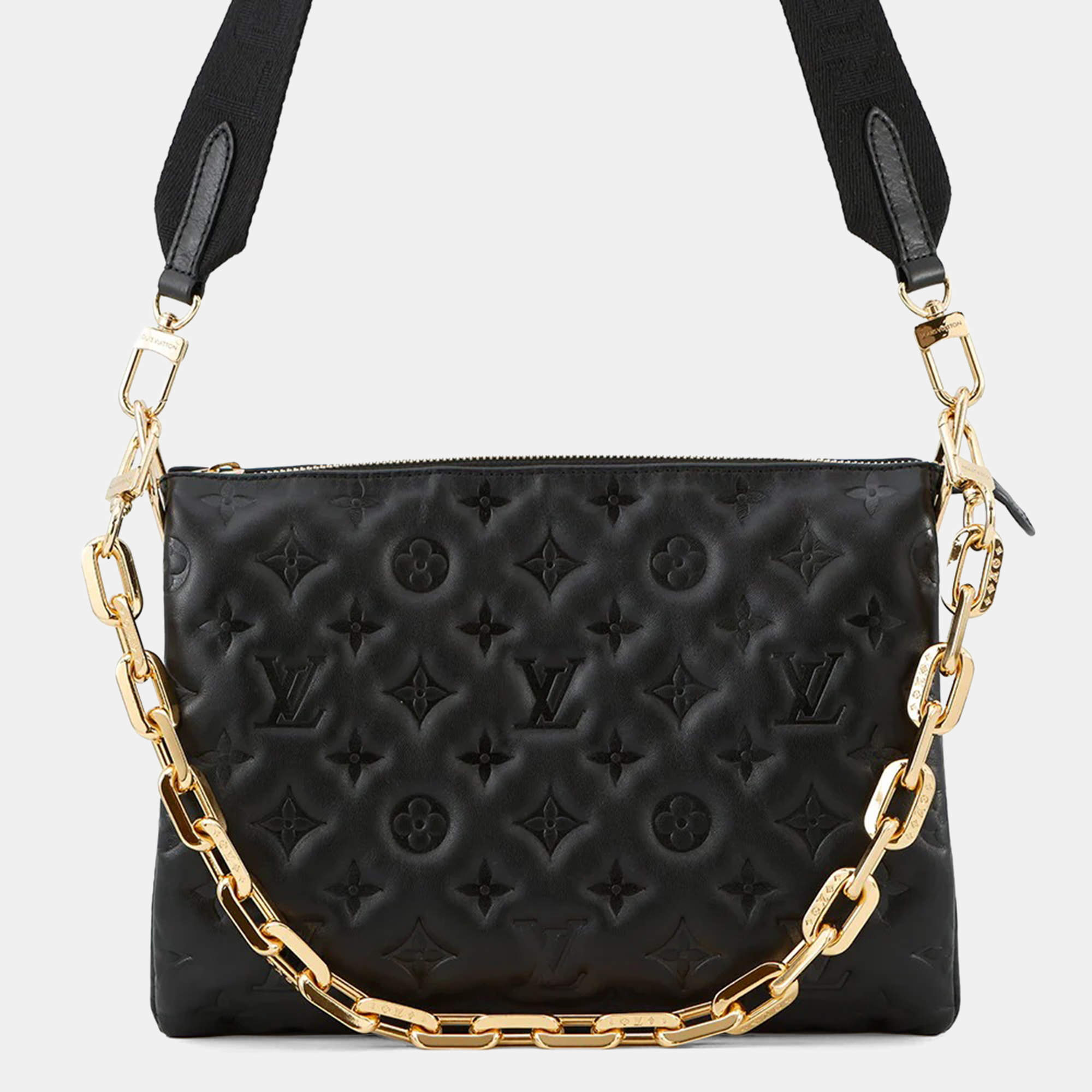 Pre Owned Louis Vuitton Coussin Black Monogram Pattern Lamb Leather PM Crossbody Bag