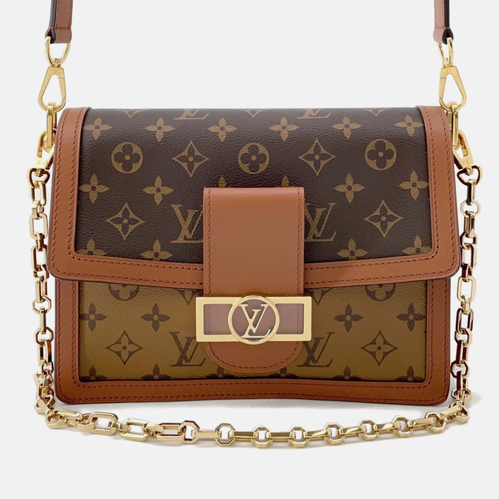 Pre Owned Louis Vuitton Dauphine Noir Monogram Monogram Reverse Canvas Size MM