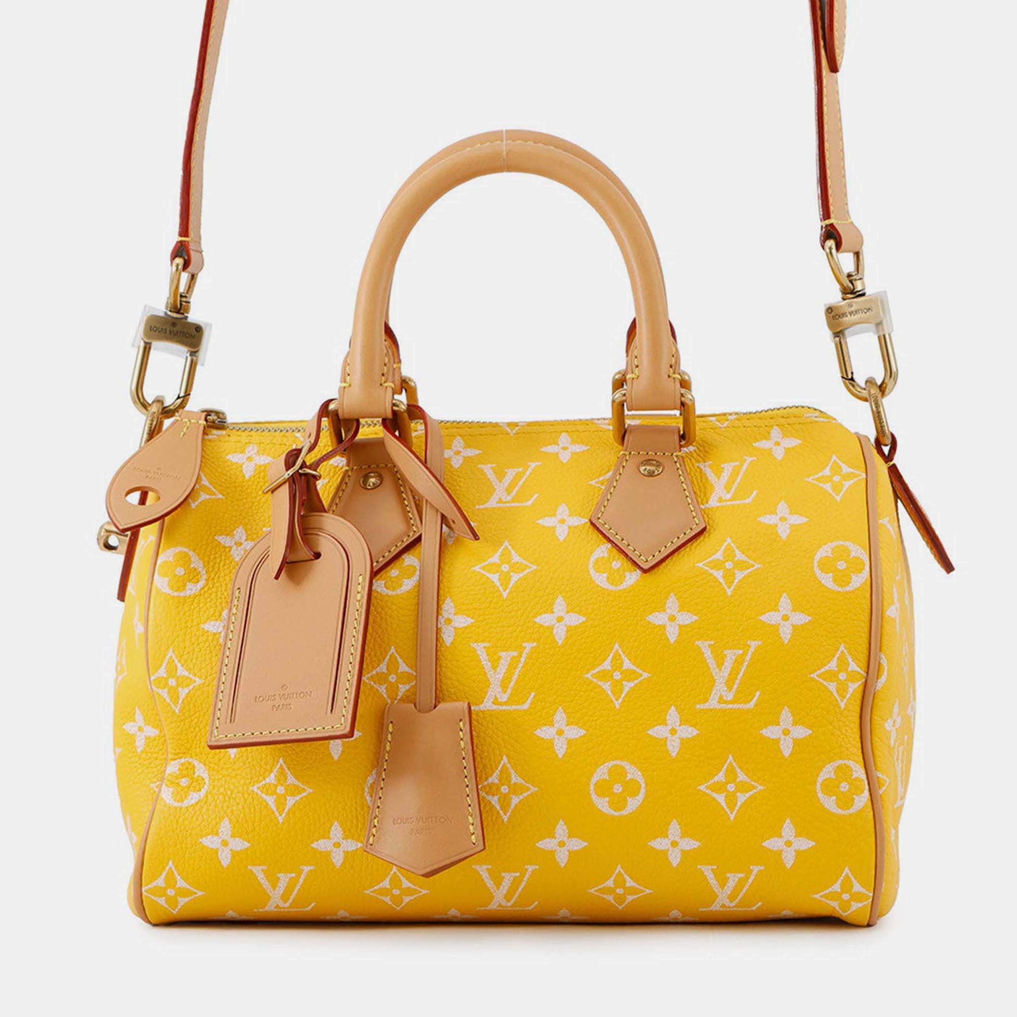 Pre Owned Louis Vuitton Speedy P9 Bandouliere Jaunemat Monogram Size 25