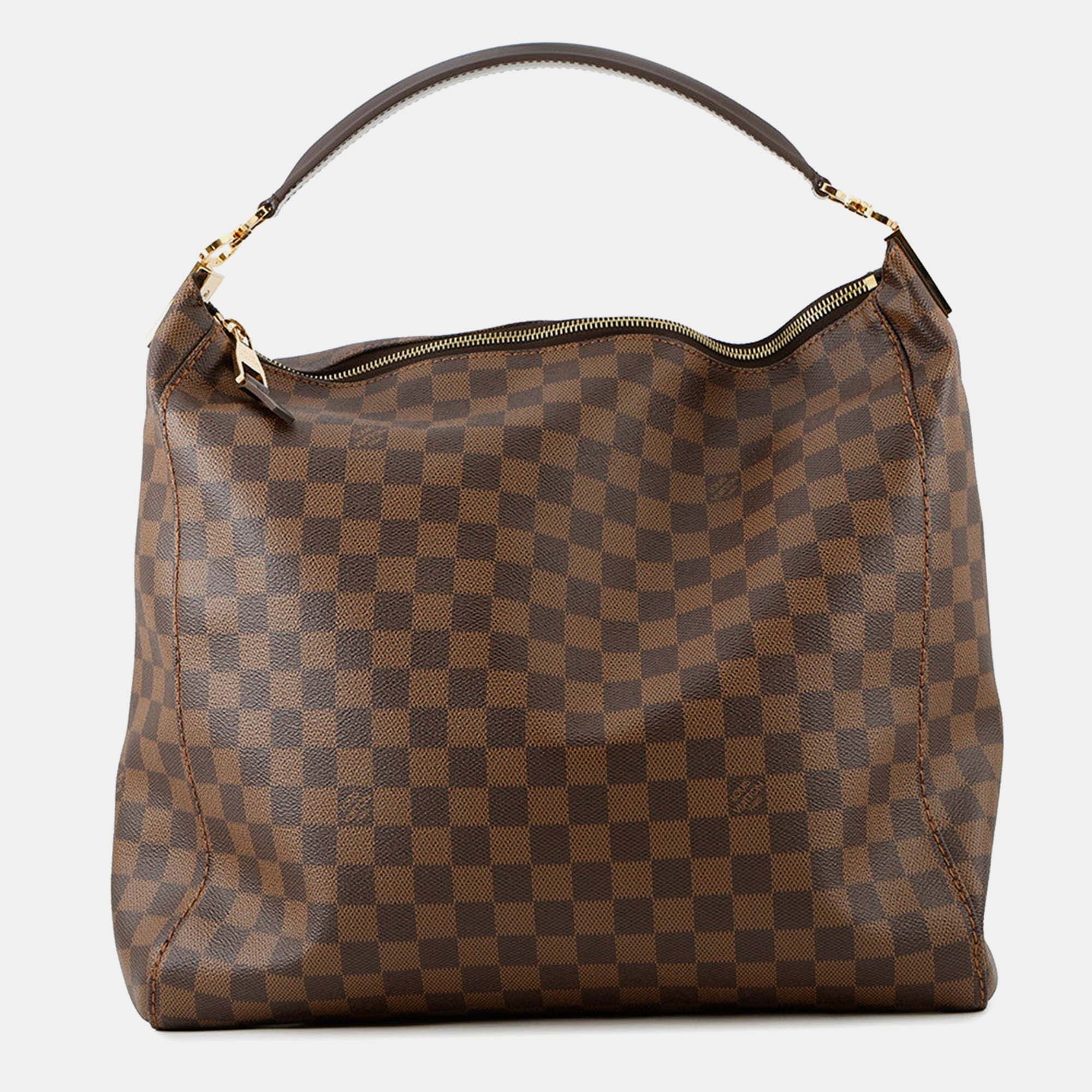 Pre Owned Louis Vuitton Portobello Brown Damier Ebene Canvas Size Gm