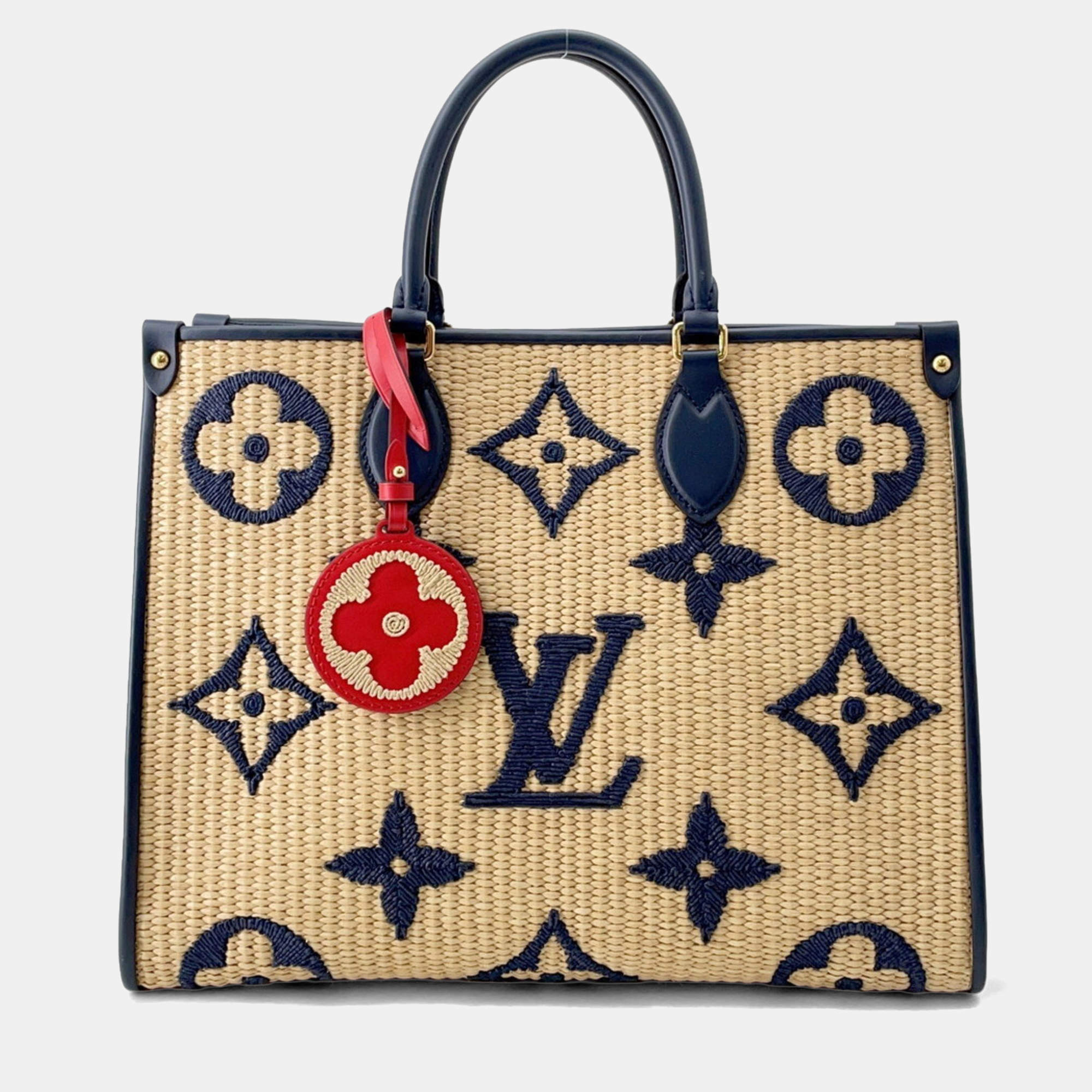 Pre Owned Louis Vuitton Monogram Raffia On-The-Go Tote Bag Mm