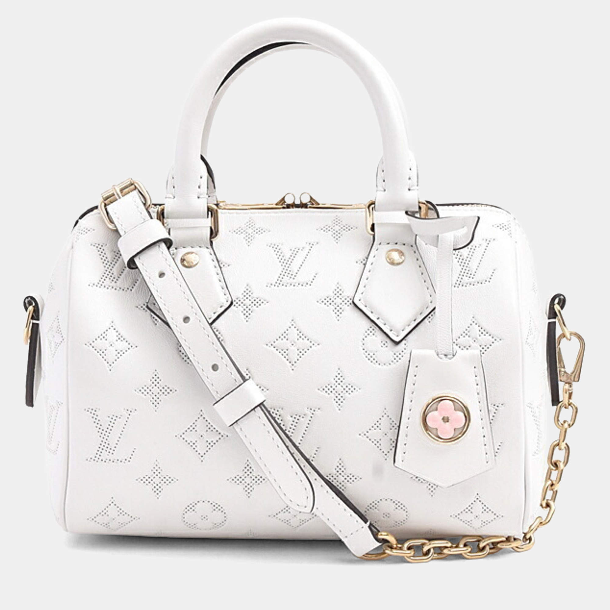 Pre Owned Louis Vuitton Speedy Bandouliere 20 Handbag Shoulder Bag White