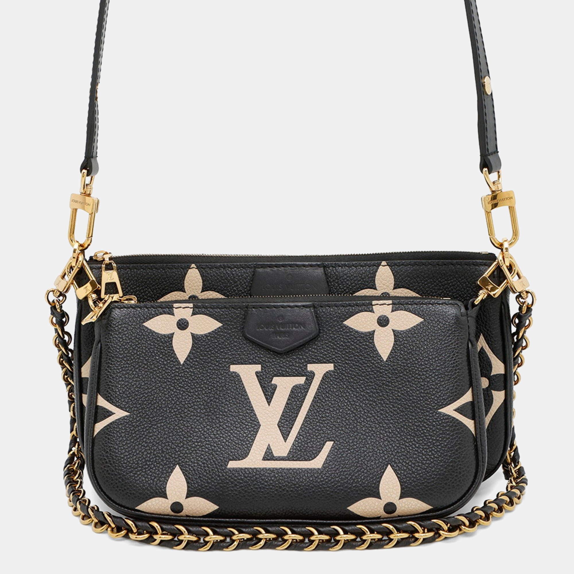 Pre Owned Louis Vuitton Two-Tone Monogram Empreinte Multi Pochette Accessoires Shoulder Bag Black