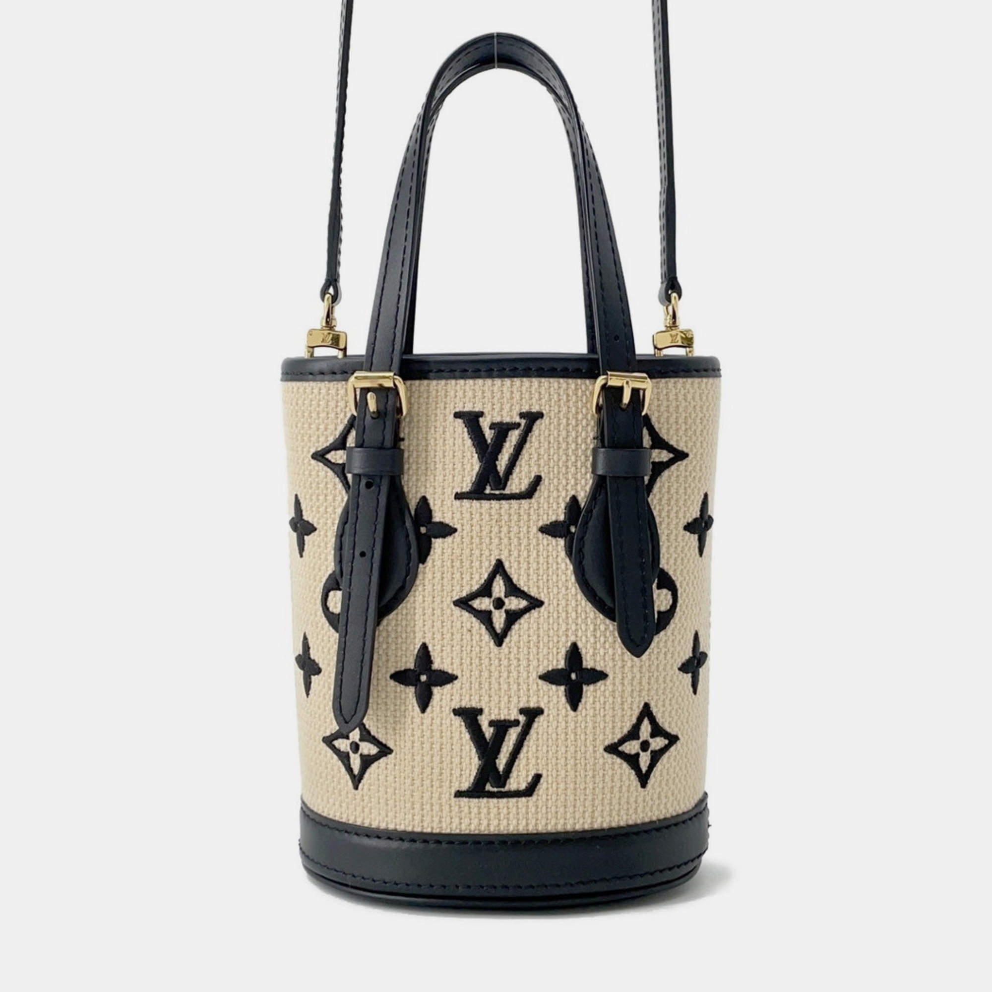 Pre Owned Louis Vuitton Monogram Nano Baguette Shoulder Bag Black