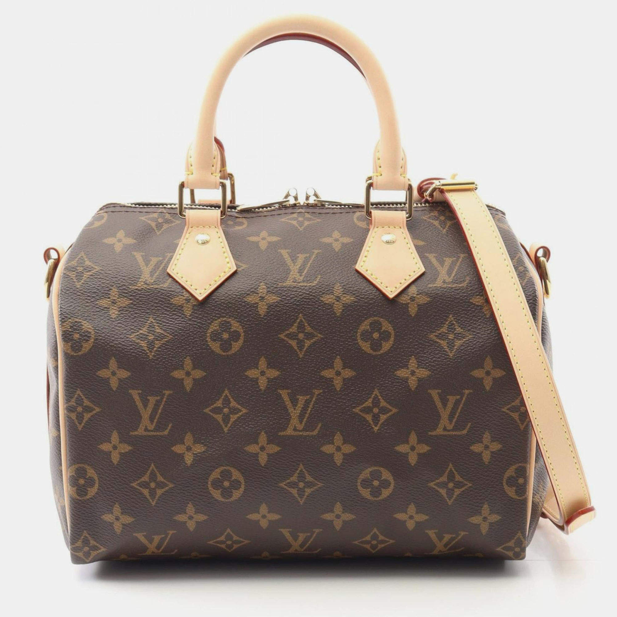 Pre Owned Louis Vuitton Speedy Bandouliere 25 Handbag Coated Canvas And Leather Monogram Brown