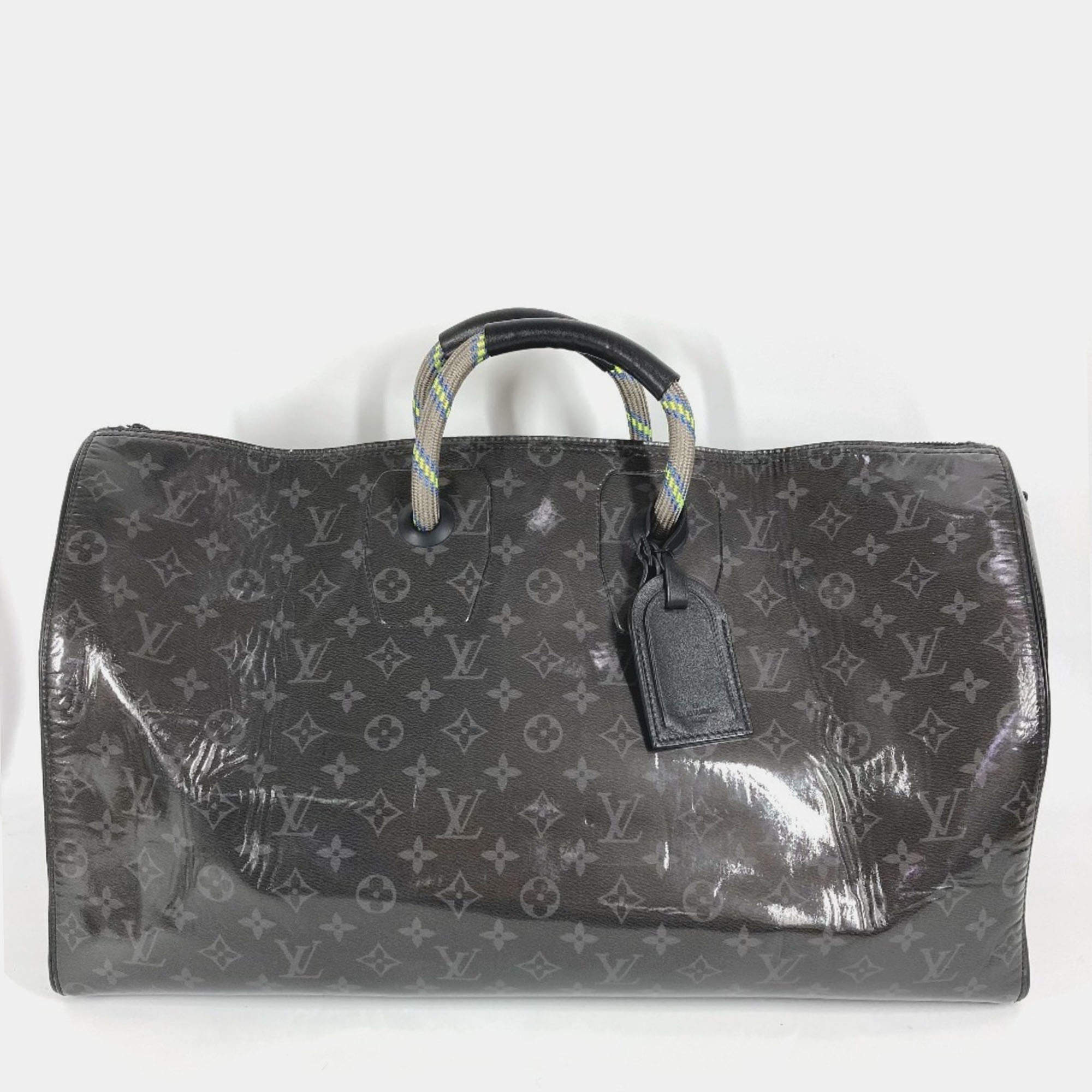 Pre Owned Louis Vuitton Monogram Eclipse Glaze Isetan Limited Keepall Bandouliere 50 2Way Bag Travel Shoulder Boston Black
