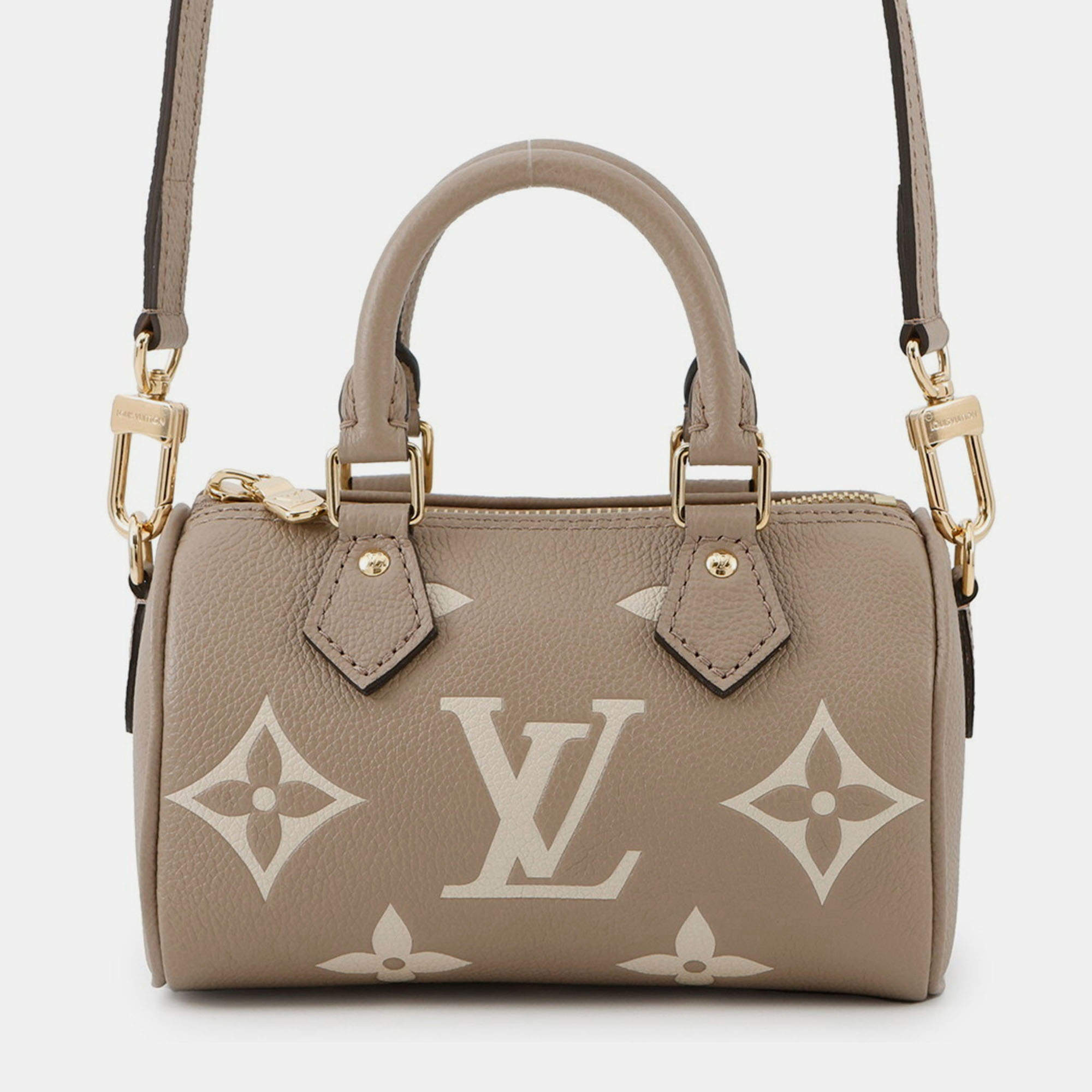Pre Owned Louis Vuitton Beige Monogram Empreinte Nano Speedy Handbag