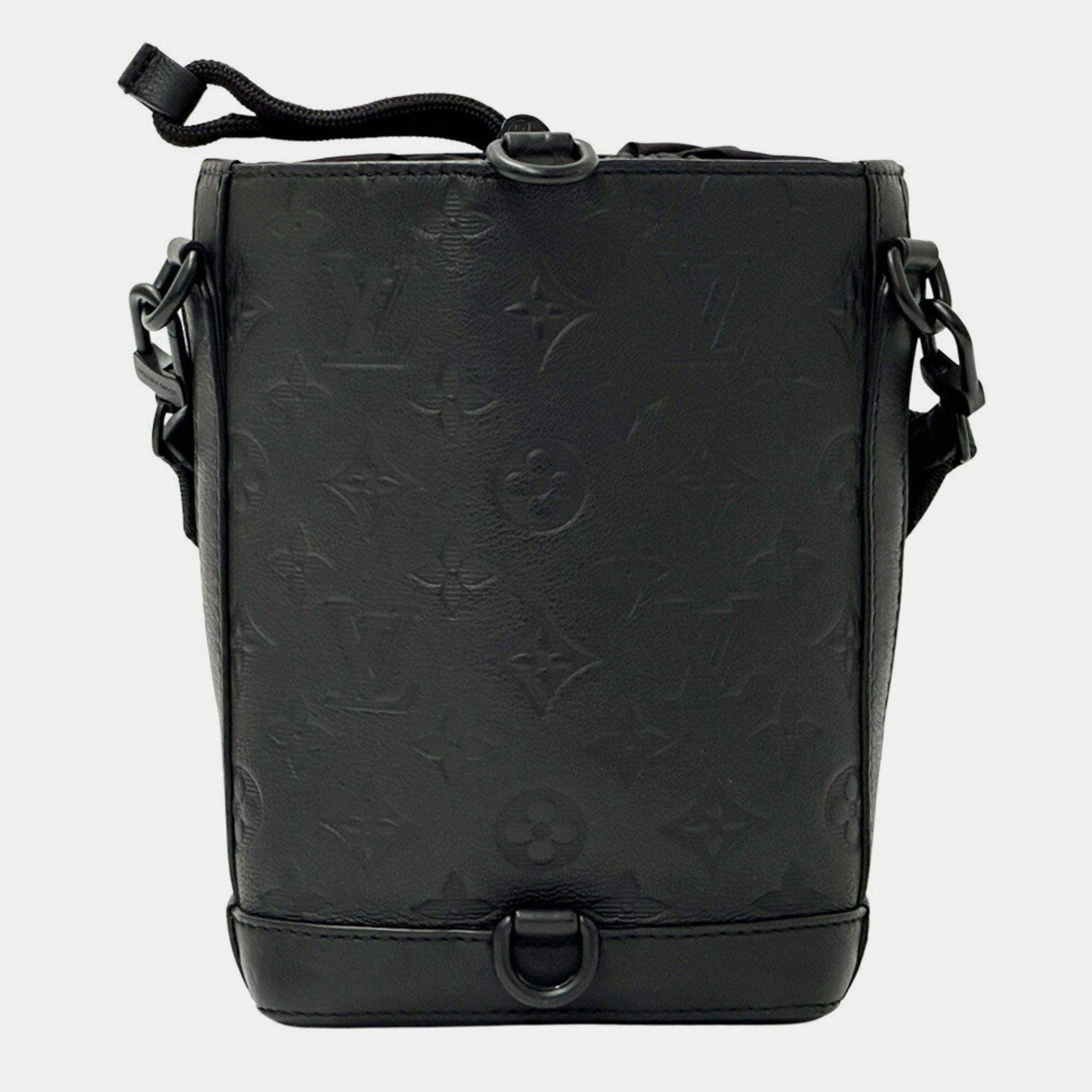 Pre Owned Louis Vuitton Monogram Shadow Shoulder Bag In Empreinte Nylon Noe Swing Noir Bucket
