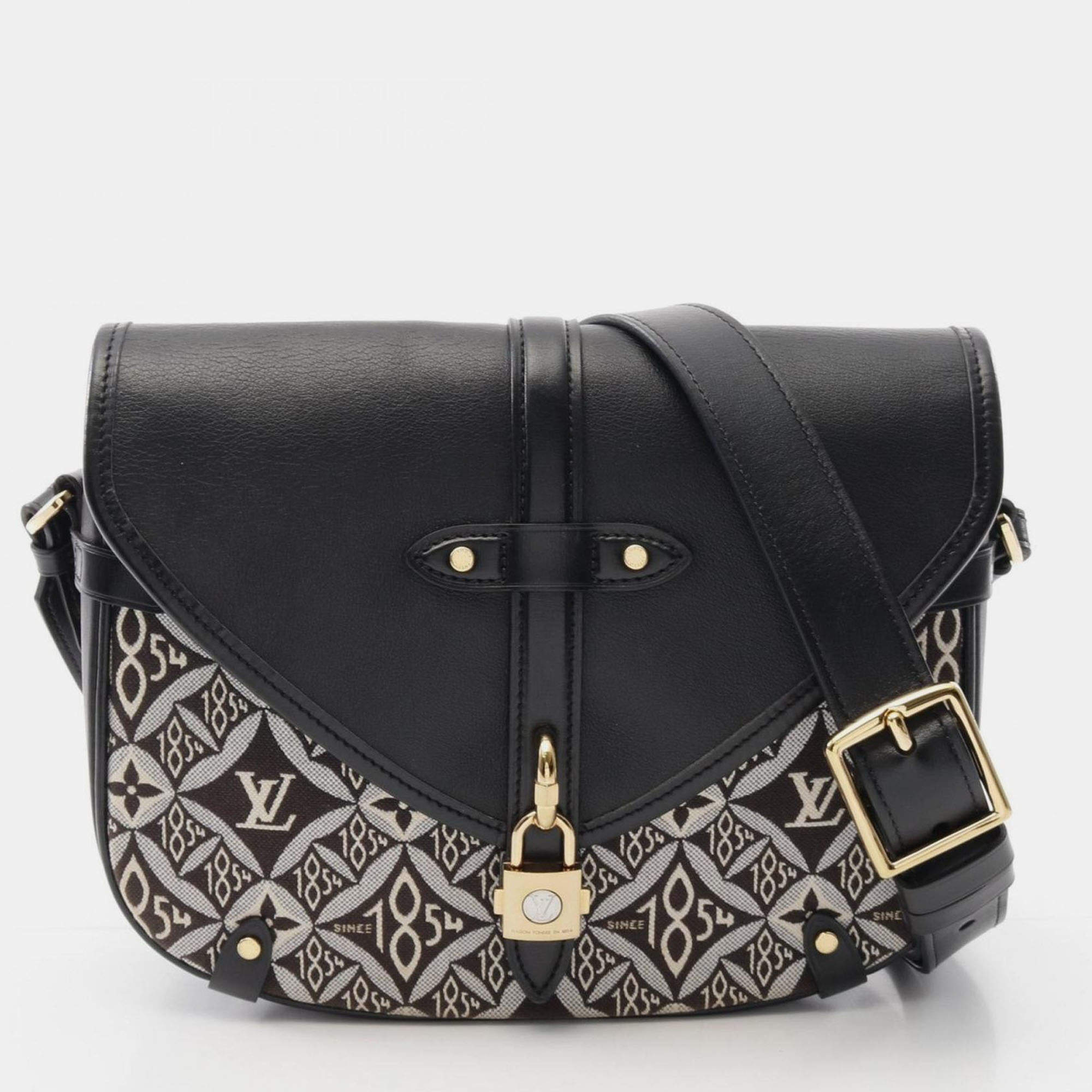 Pre Owned Louis Vuitton Neo Saumur Mm Since 1854 Shoulder Bag Canvas And Leather With Monogram Jacquard Black White