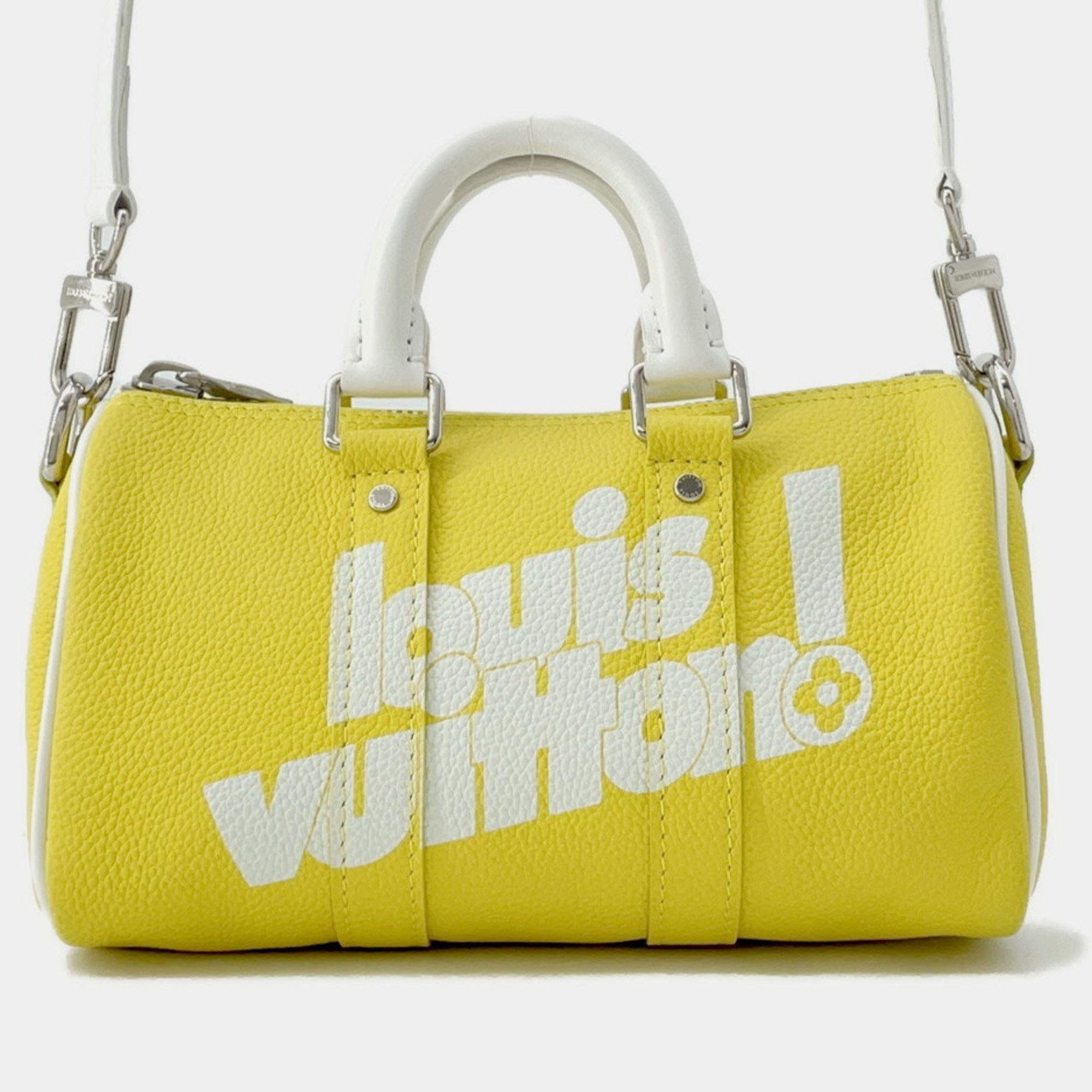 Pre Owned Louis Vuitton Handbag Keepall Xs Taurillon Leather White