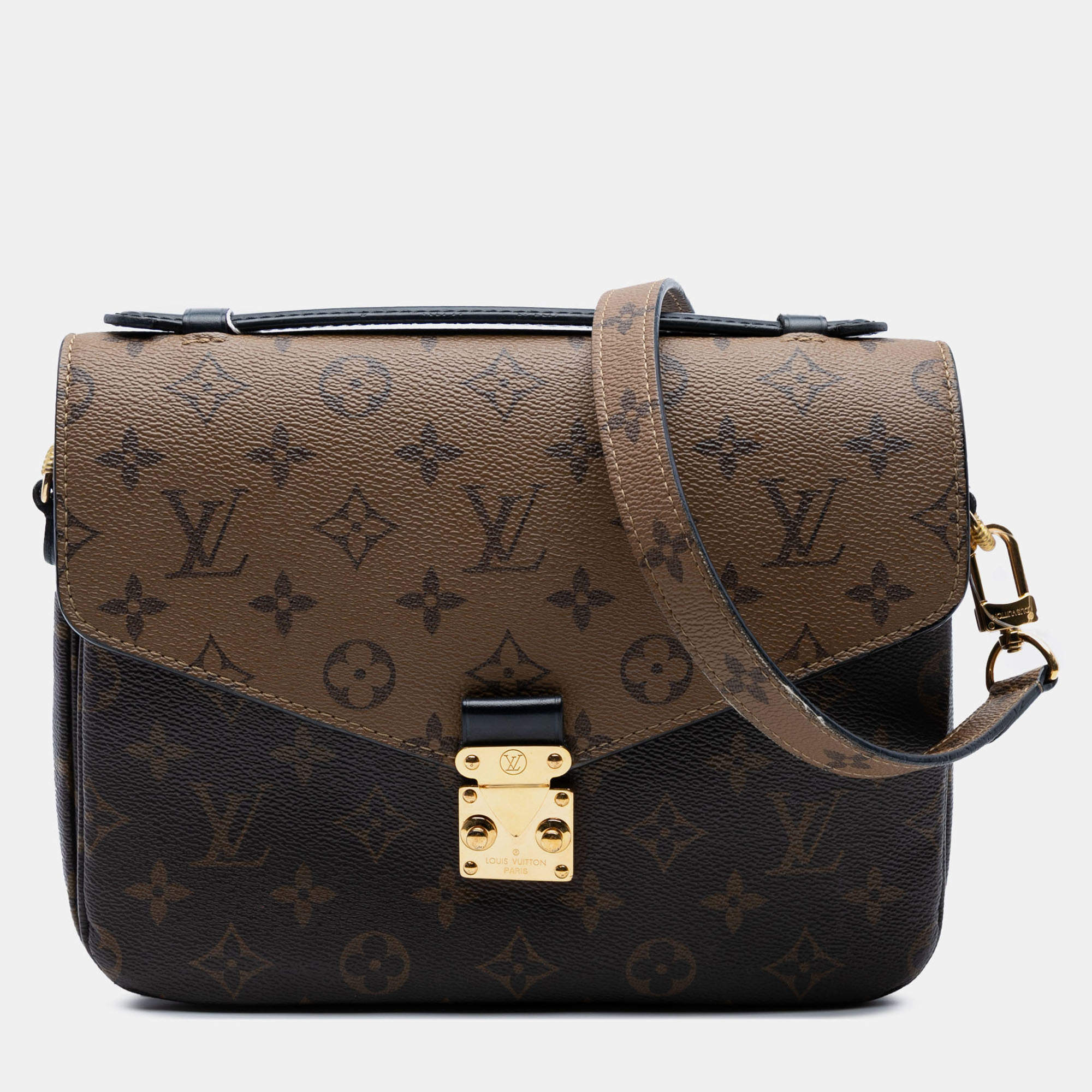 Pre Owned Louis Vuitton Brown Monogram Reverse Pochette Metis