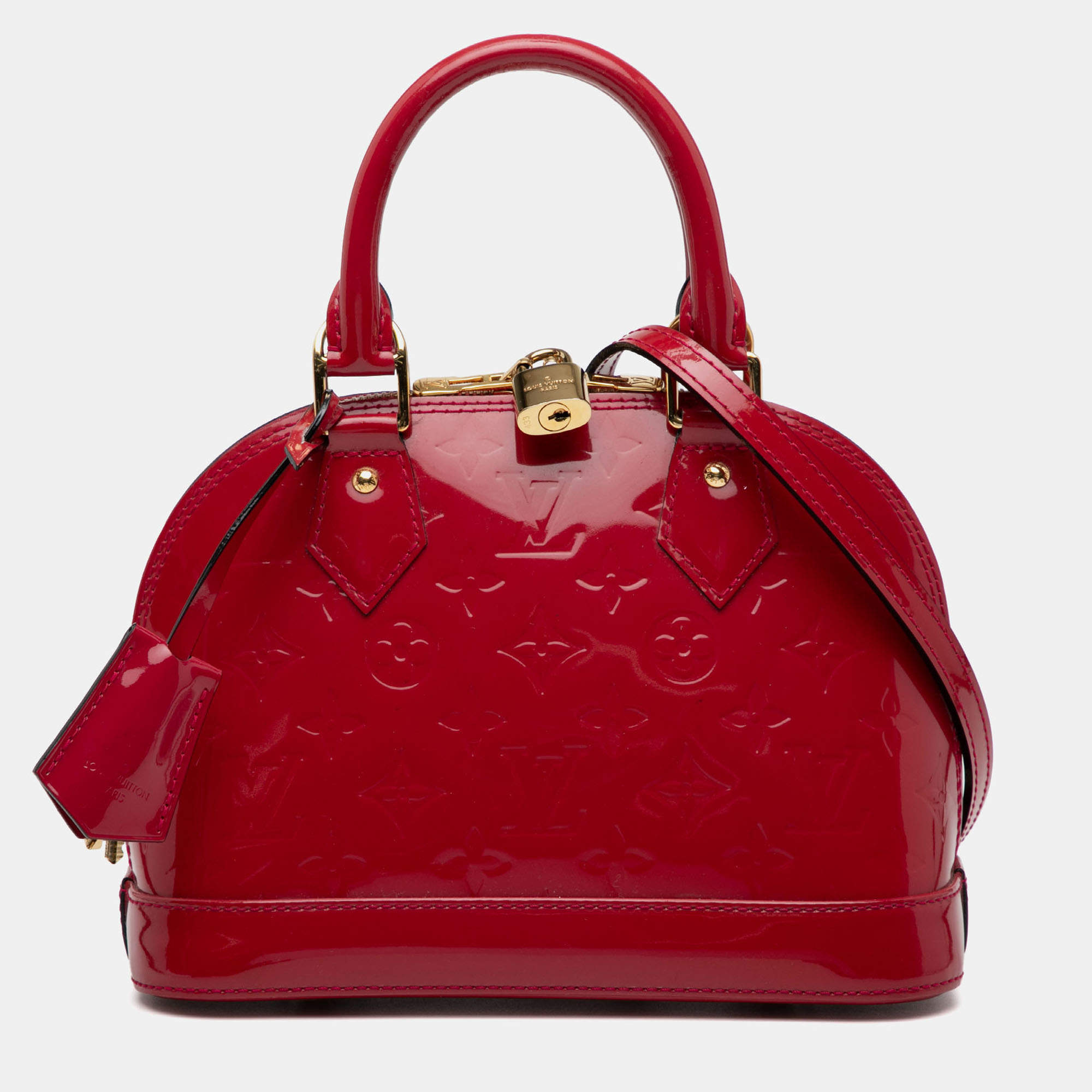 Pre Owned Louis Vuitton Red Monogram Vernis Alma BB