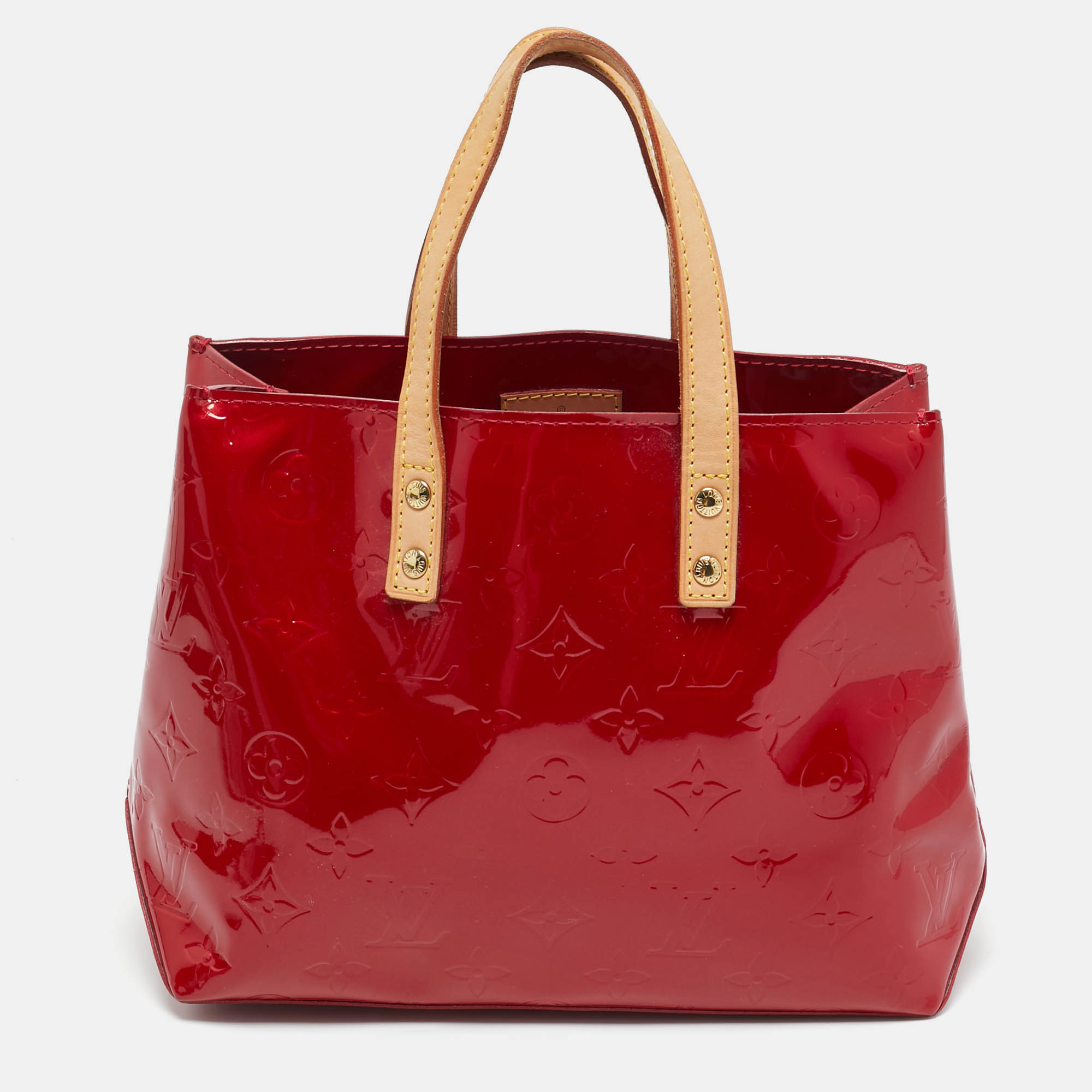 Pre Owned Louis Vuitton Red Monogram Vernis Reade PM Bag
