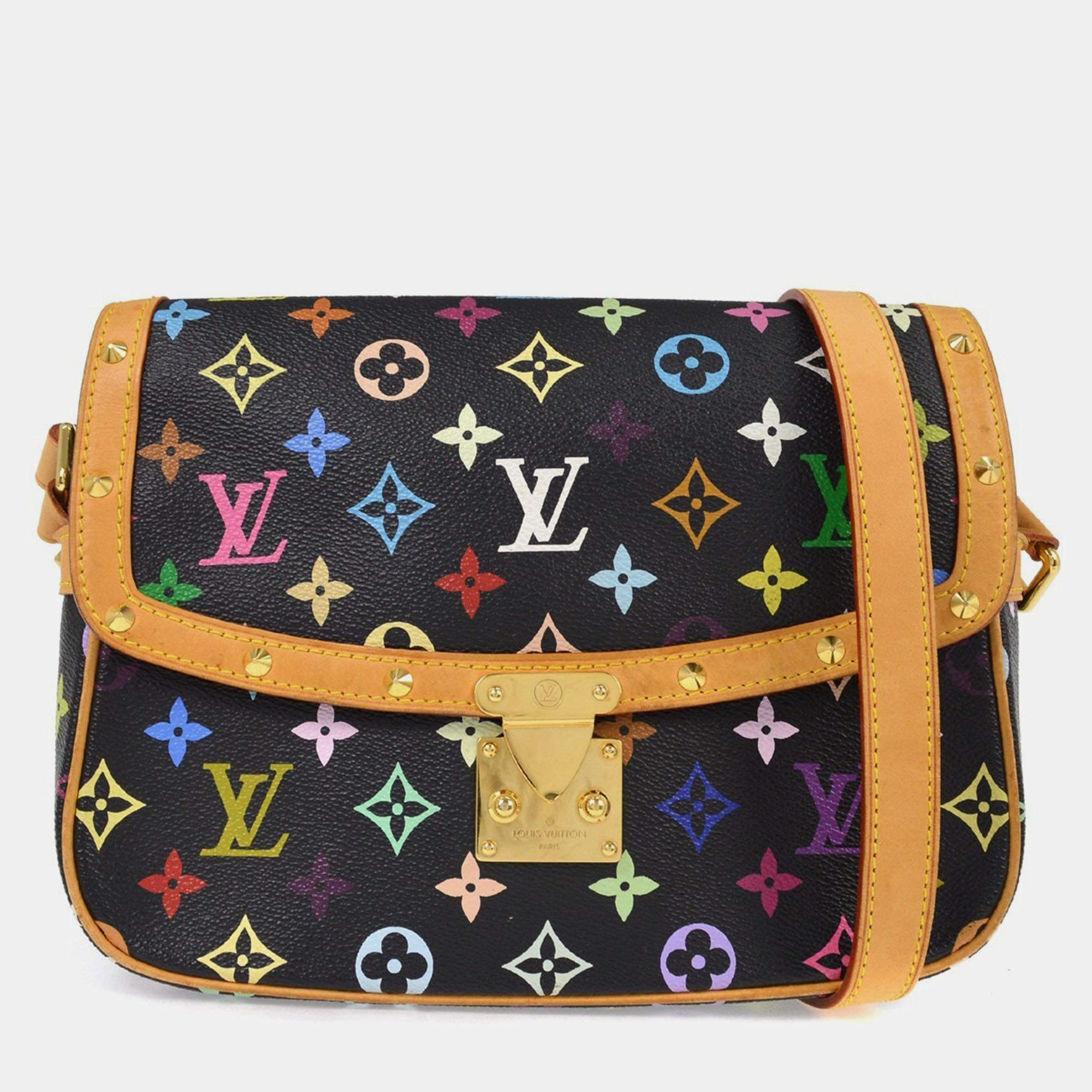 Pre Owned Louis Vuitton Black Multicolor Sologne Shoulder Bag