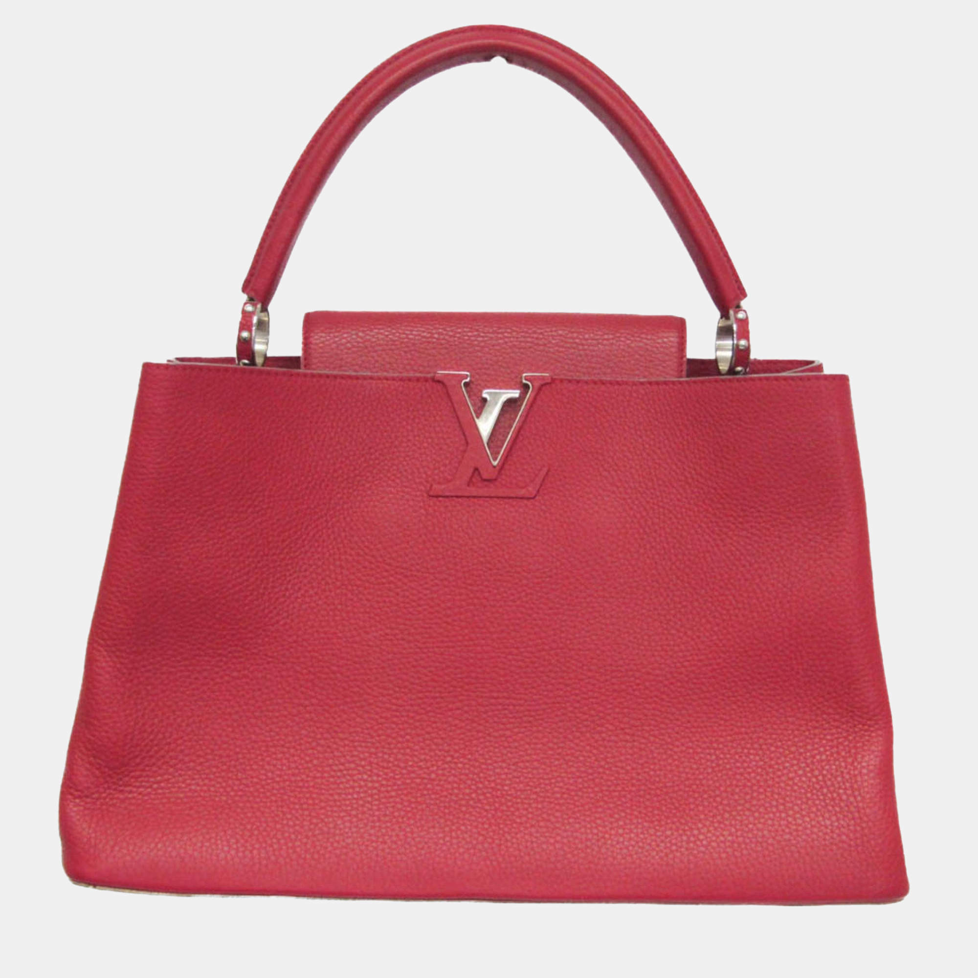 Pre Owned Louis Vuitton Parnassea Capucines Gm Handbag Red Color
