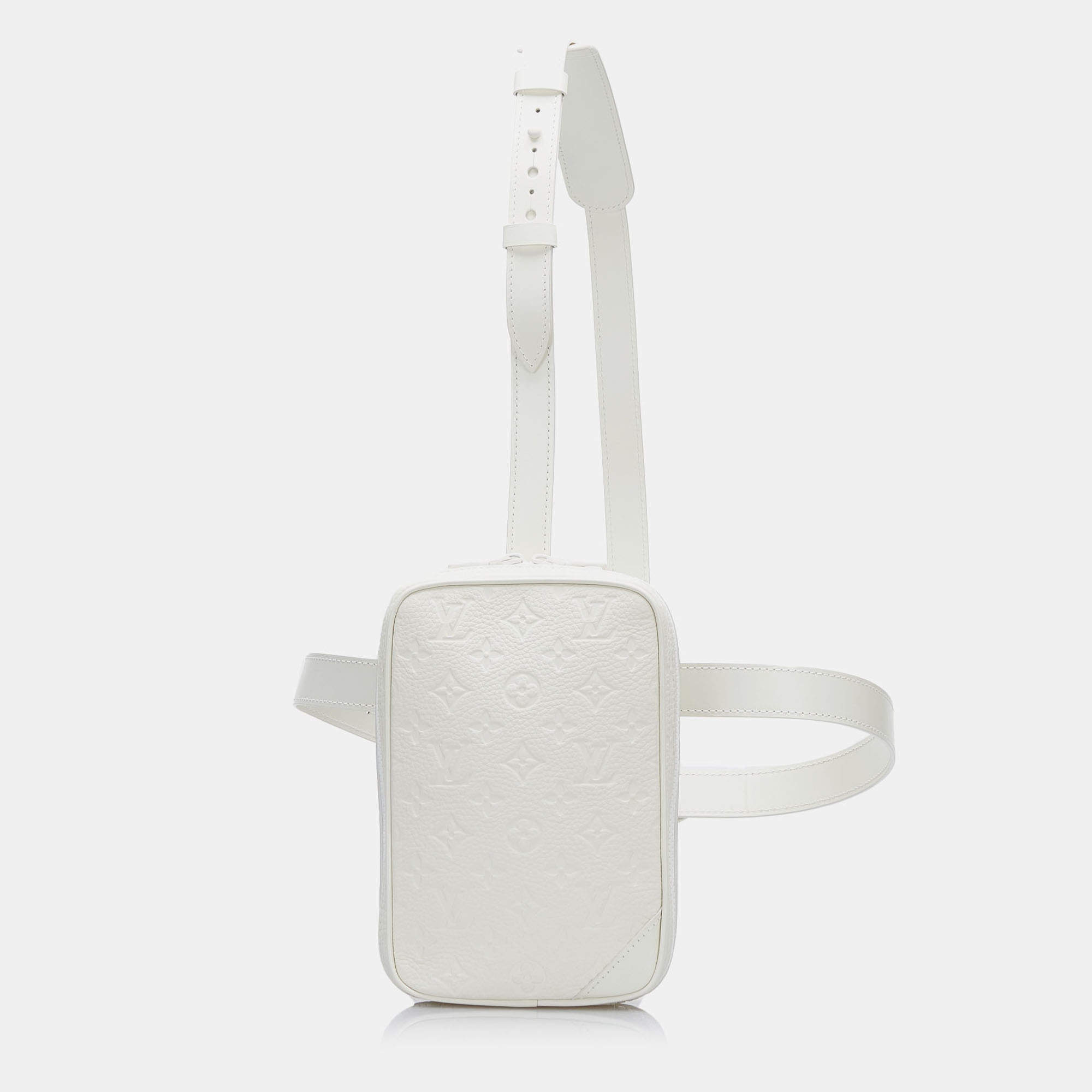 Pre Owned Louis Vuitton White Monogram Taurillon Utility Side 