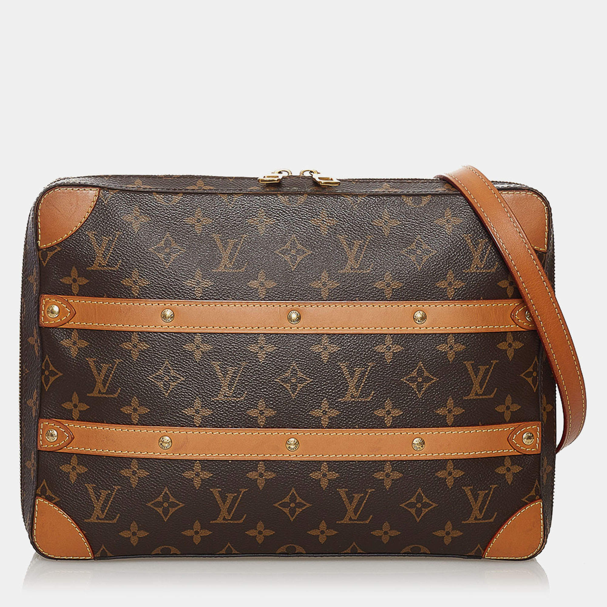Pre Owned Louis Vuitton Brown Monogram Soft Trunk Messenger 