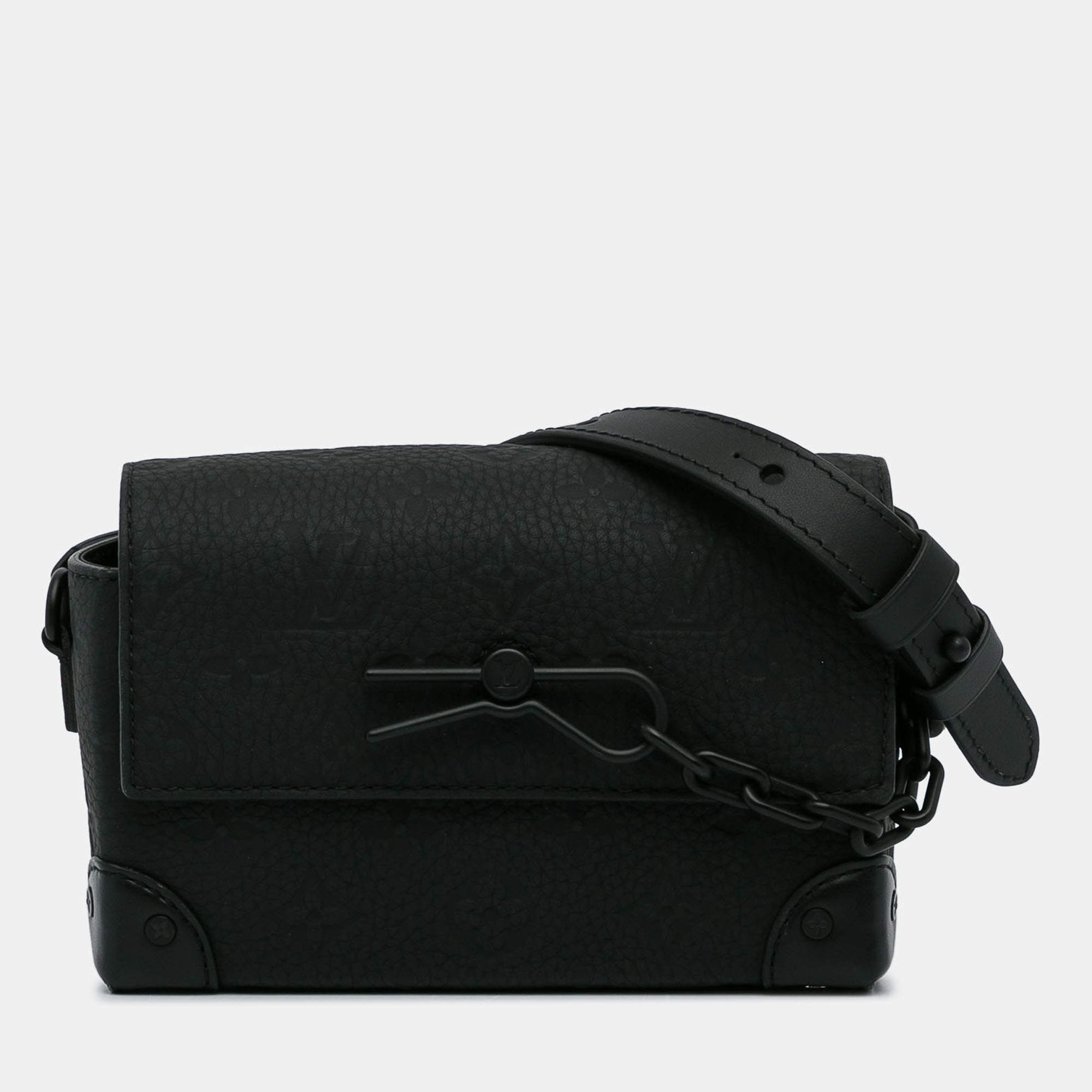 Pre Owned Louis Vuitton Black Monogram Taurillon Steamer Wearable Wallet