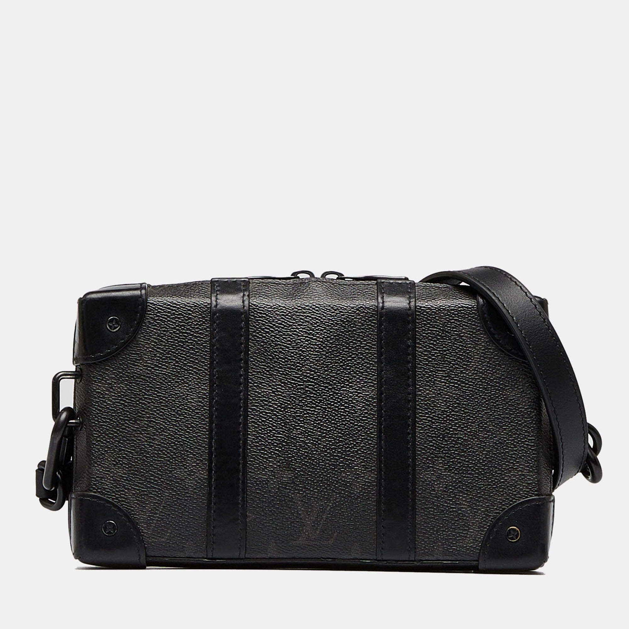 Pre Owned Louis Vuitton Black Monogram Eclipse Soft Trunk Wallet Crossbody