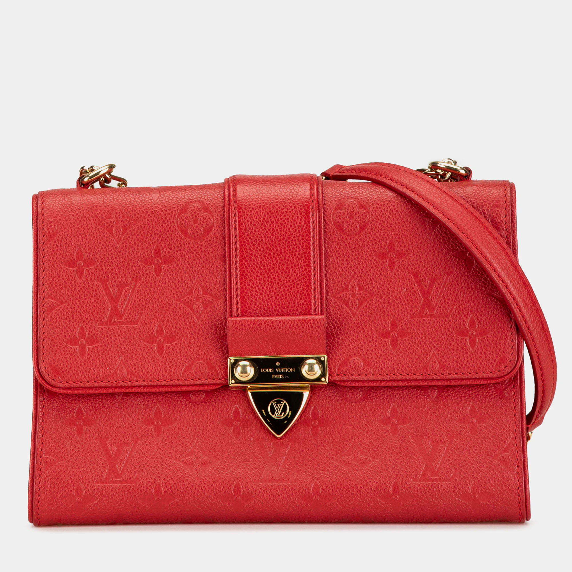 Pre Owned Louis Vuitton Red Monogram Empreinte Saint Sulpice BB
