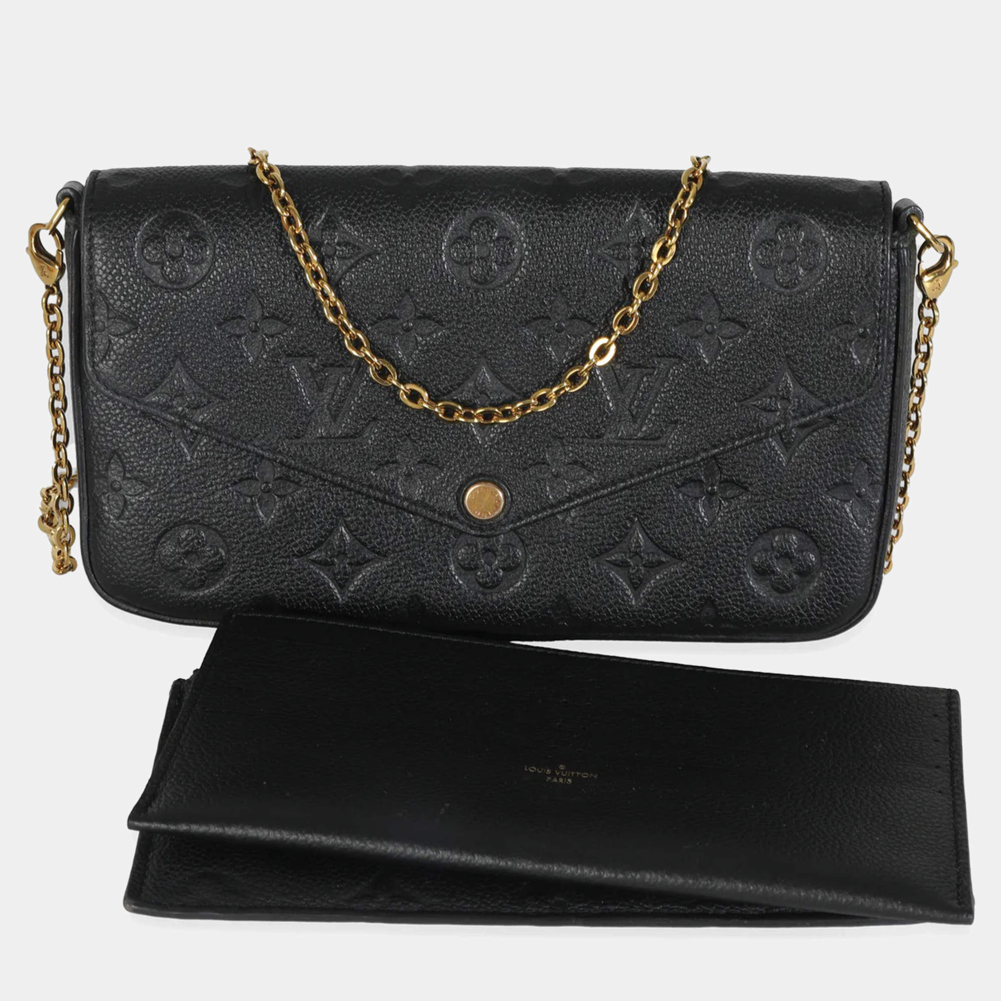 Pre Owned Louis Vuitton Black Monogram Empreinte Felicie Pochette
